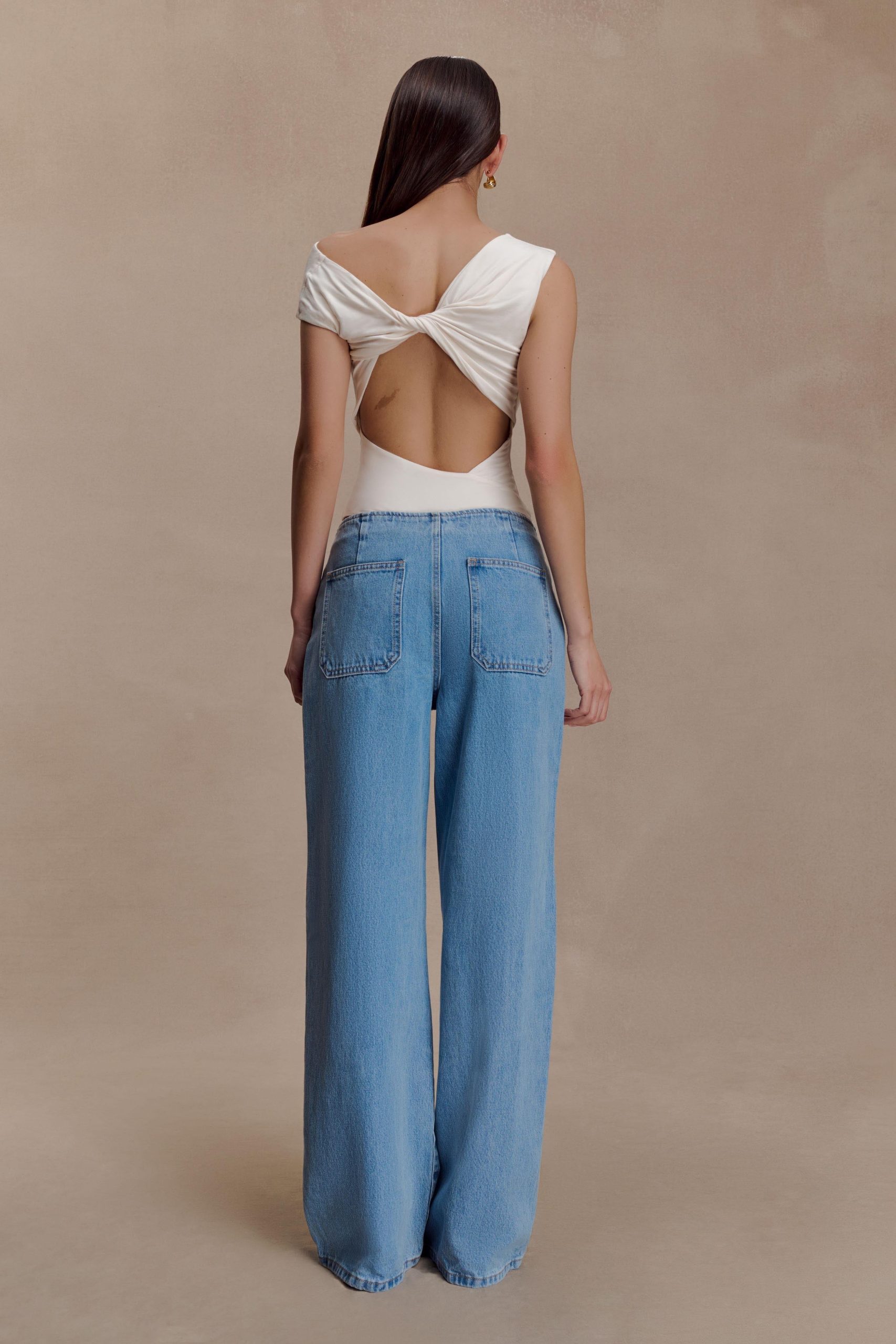 Niamh Modal Twist Back Bodysuit - Ivory - Image 4