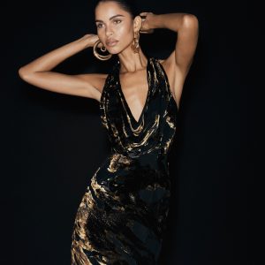 Talila Cowl Front Maxi Dress - Velvet Burnout