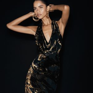 Talila Cowl Front Maxi Dress - Velvet Burnout