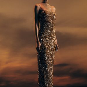 Porter Hand Beaded Midi Dress - Gold
