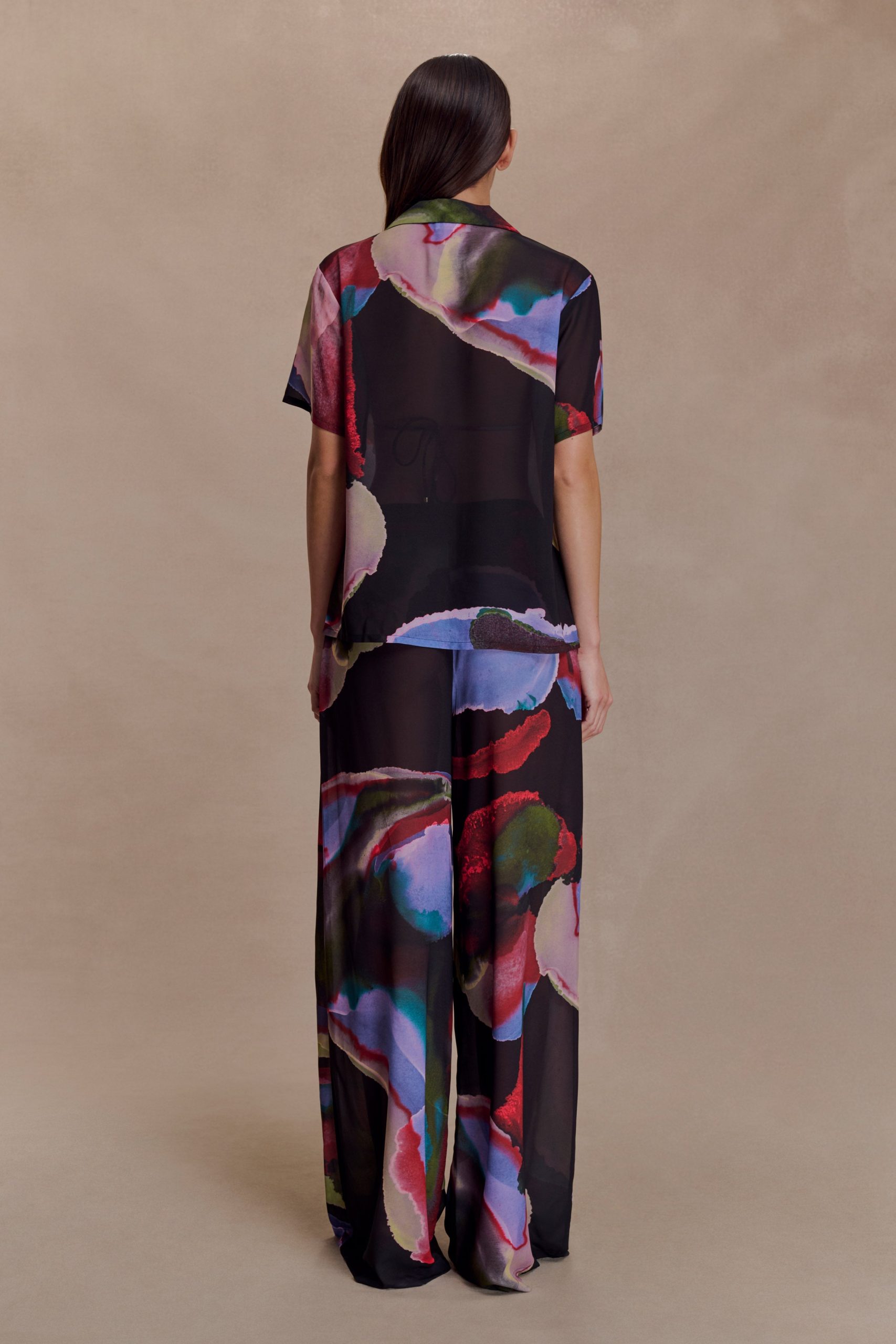 Rachel Chiffon Short Sleeve Shirt - Multi Fluid Reverie Print - Image 5