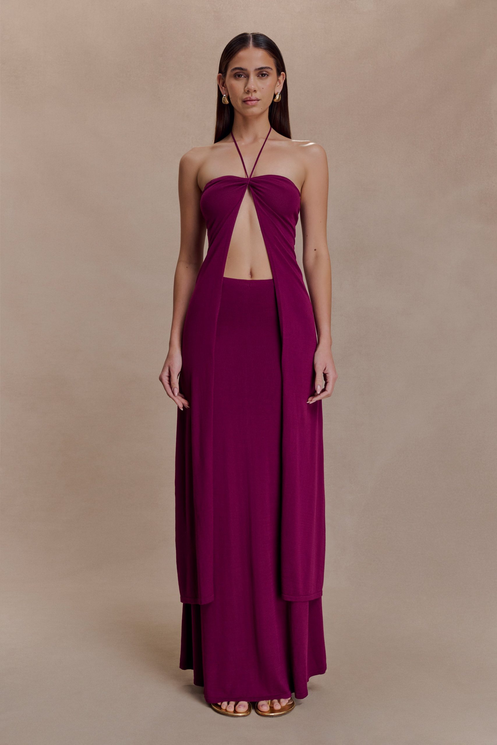 Marimae Long Knit Top - Plum