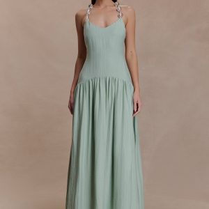 Darling Linen Maxi Dress - Sage