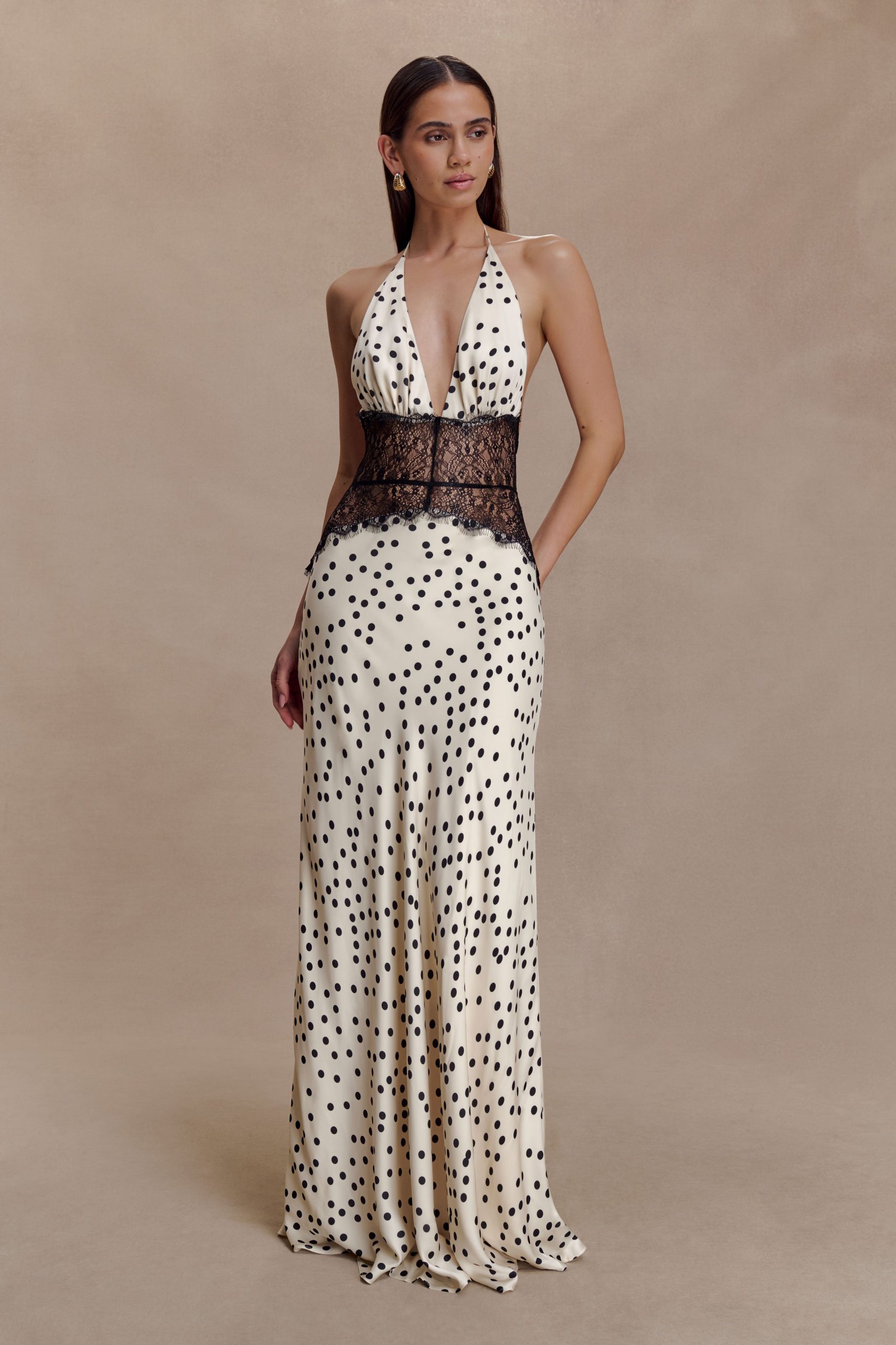 Dinah Lace And Satin Maxi Dress - Polkadot - Image 5