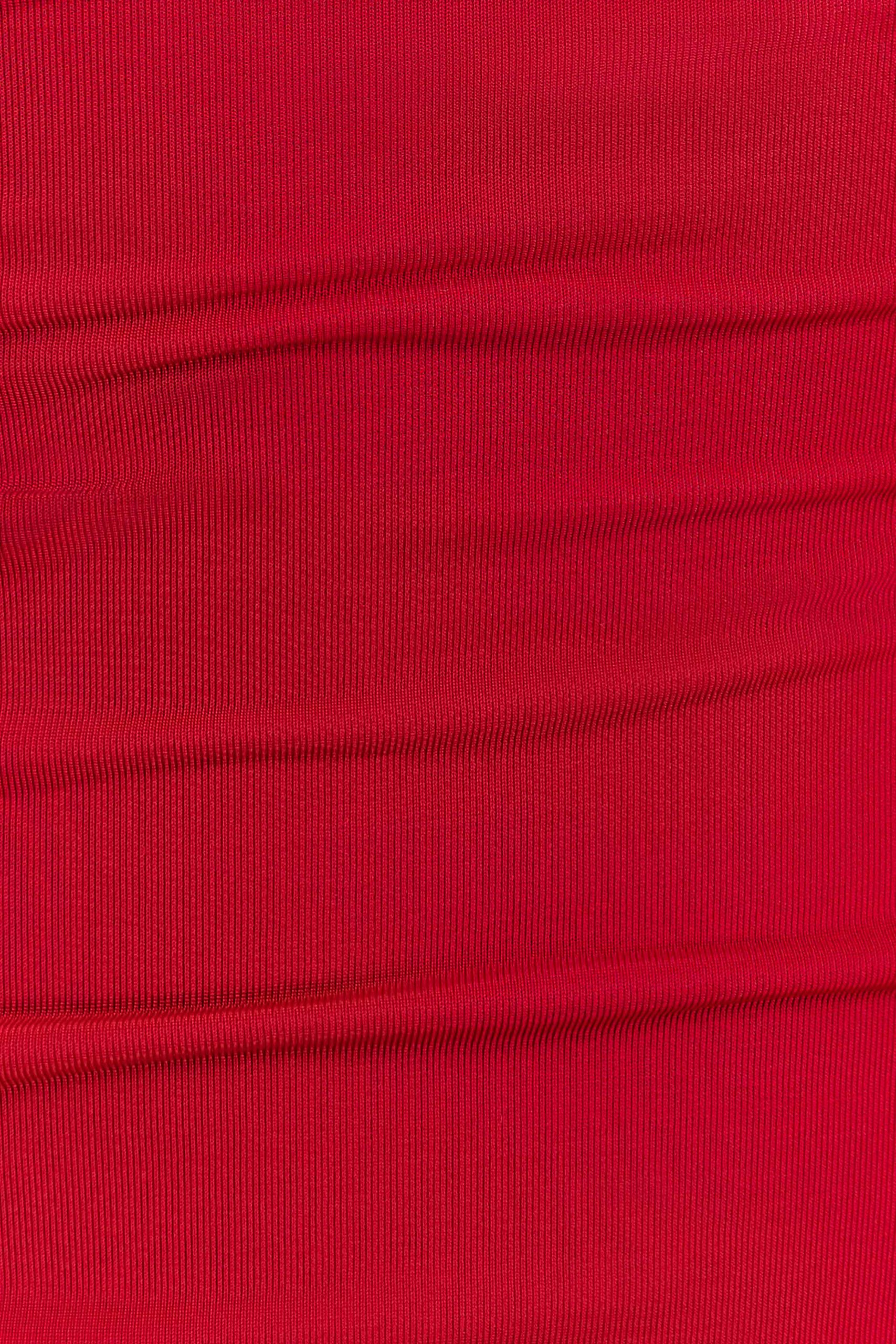 Mattea Slinky And Mesh Mini Dress With Scarf - Red - Image 6