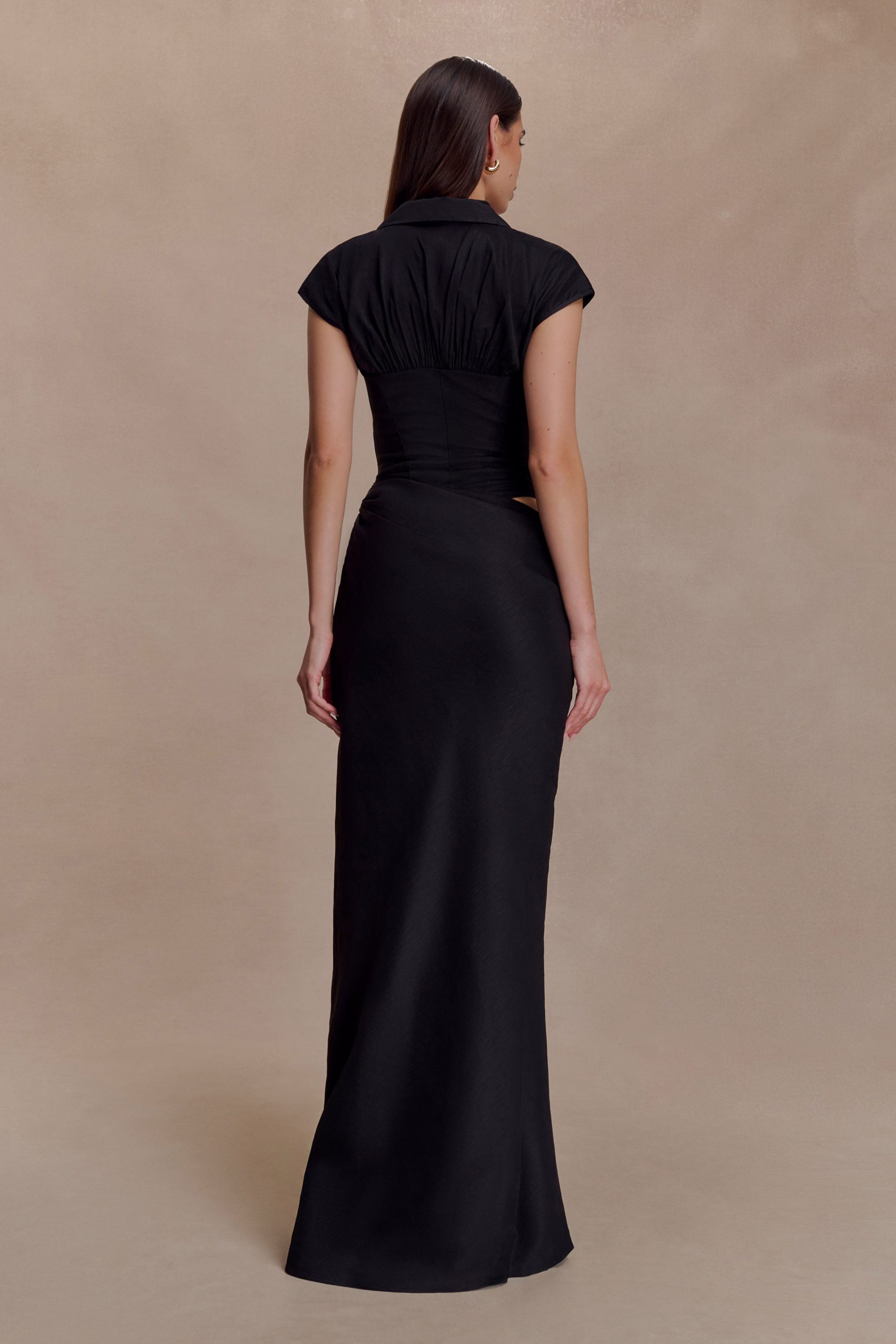 Saphira Shirt Corset Maxi Dress - Black - Image 6
