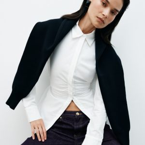 Millie Tie Back Cotton Shirt - White