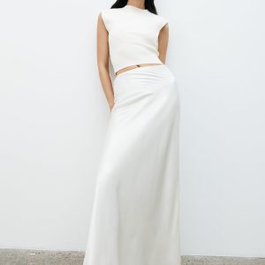 Sabrina Silk Blend Maxi Skirt - Ivory