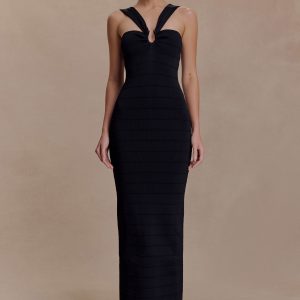 Jaylen Bandage Knit Maxi Dress - Black
