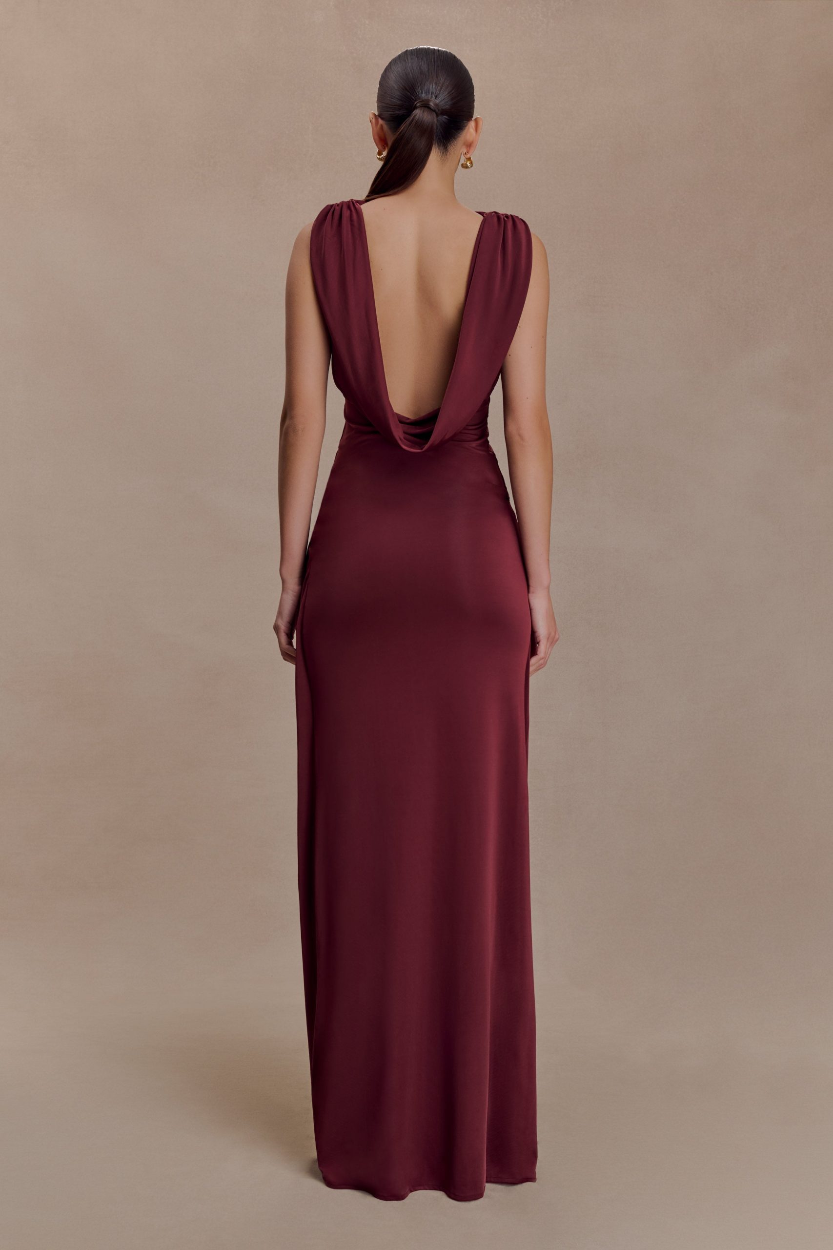 Bridget Slinky Maxi Skirt With Hardware - Burgundy - Image 2