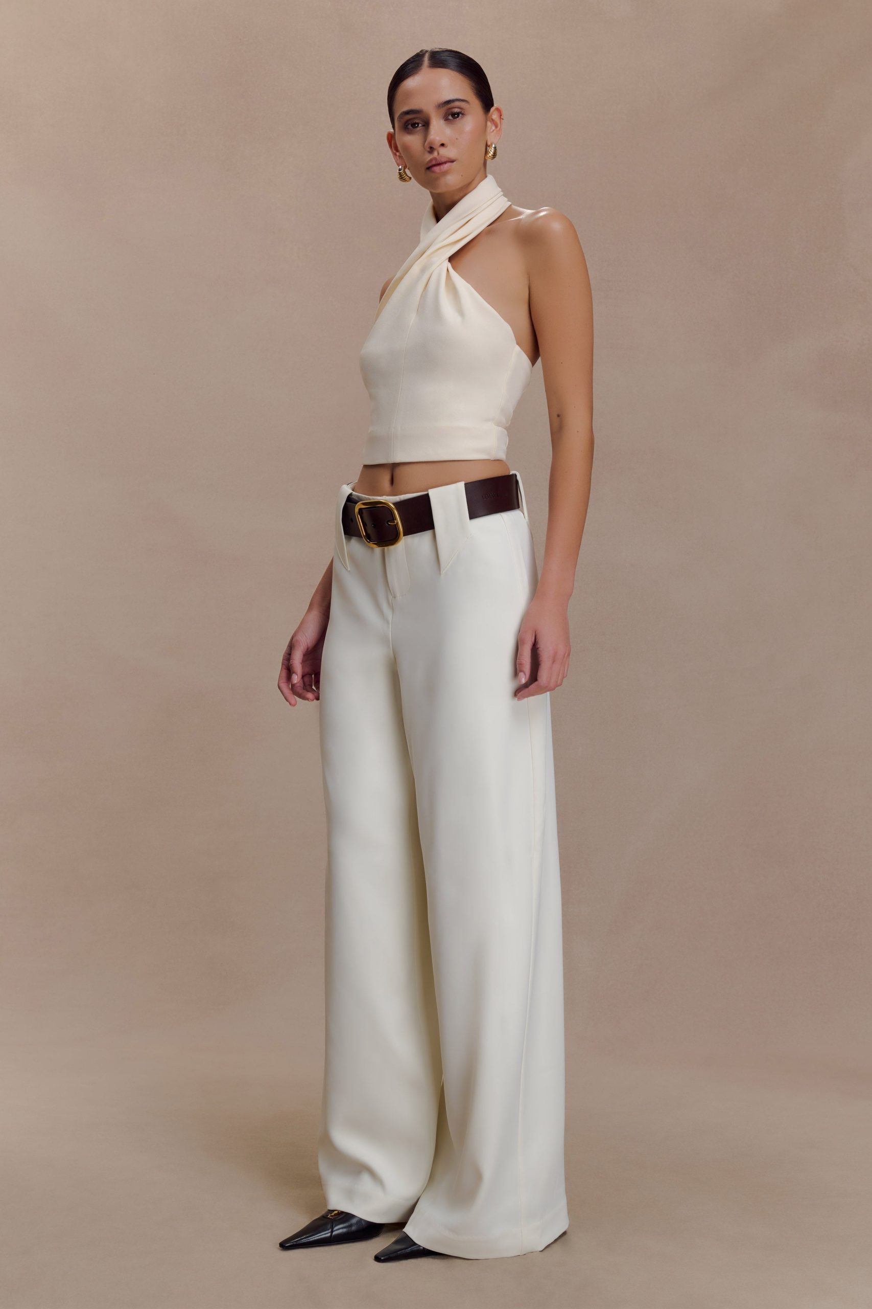 Arlo Wide Leg Suiting Trouser - Ivory - Image 3