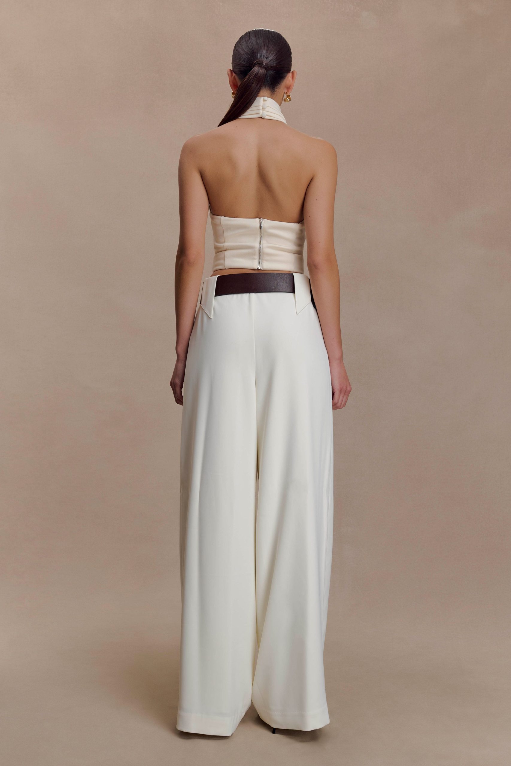 Arlo Wide Leg Suiting Trouser - Ivory - Image 2