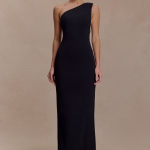 Milena One Shoulder Crepe Maxi Dress - Black
