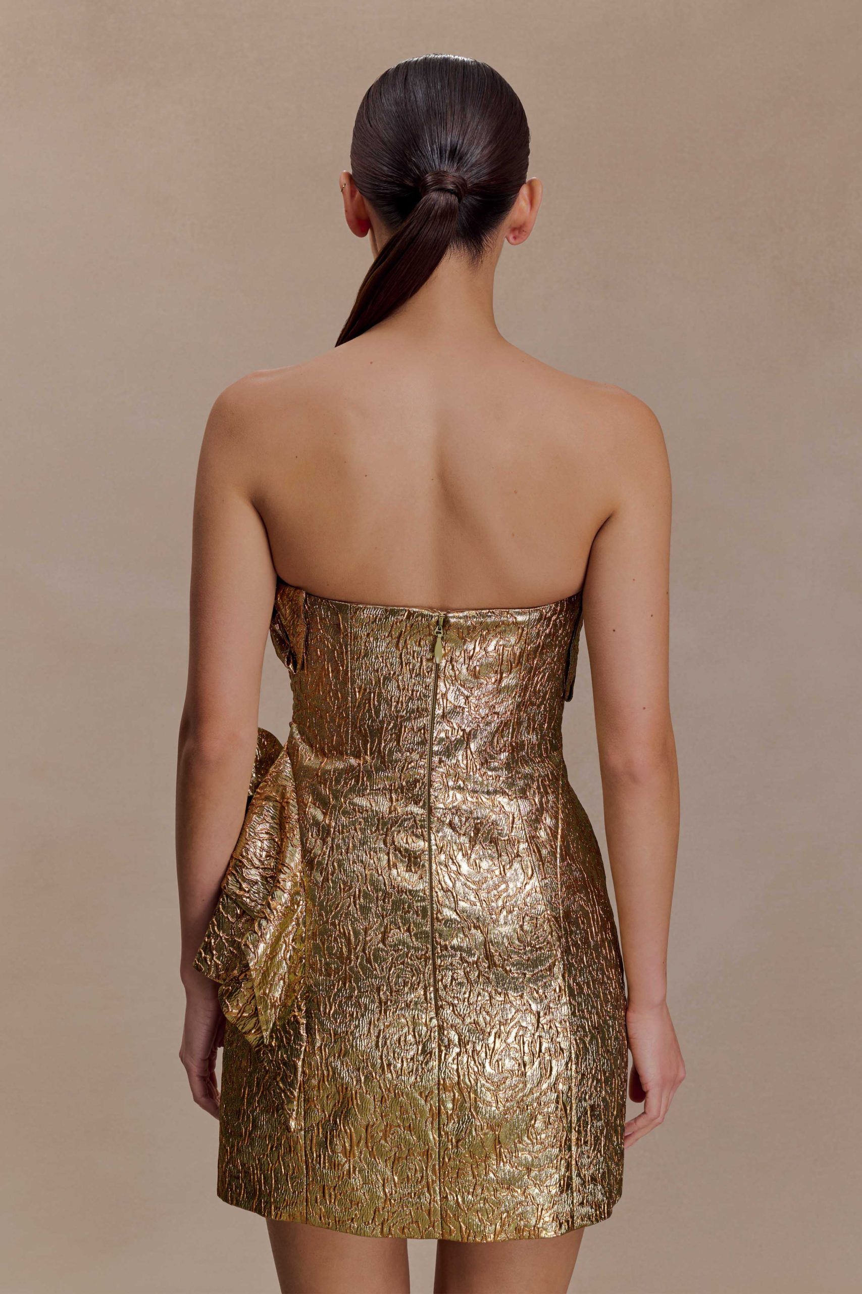 Sadie Structured Mini Dress - Gold - Image 7