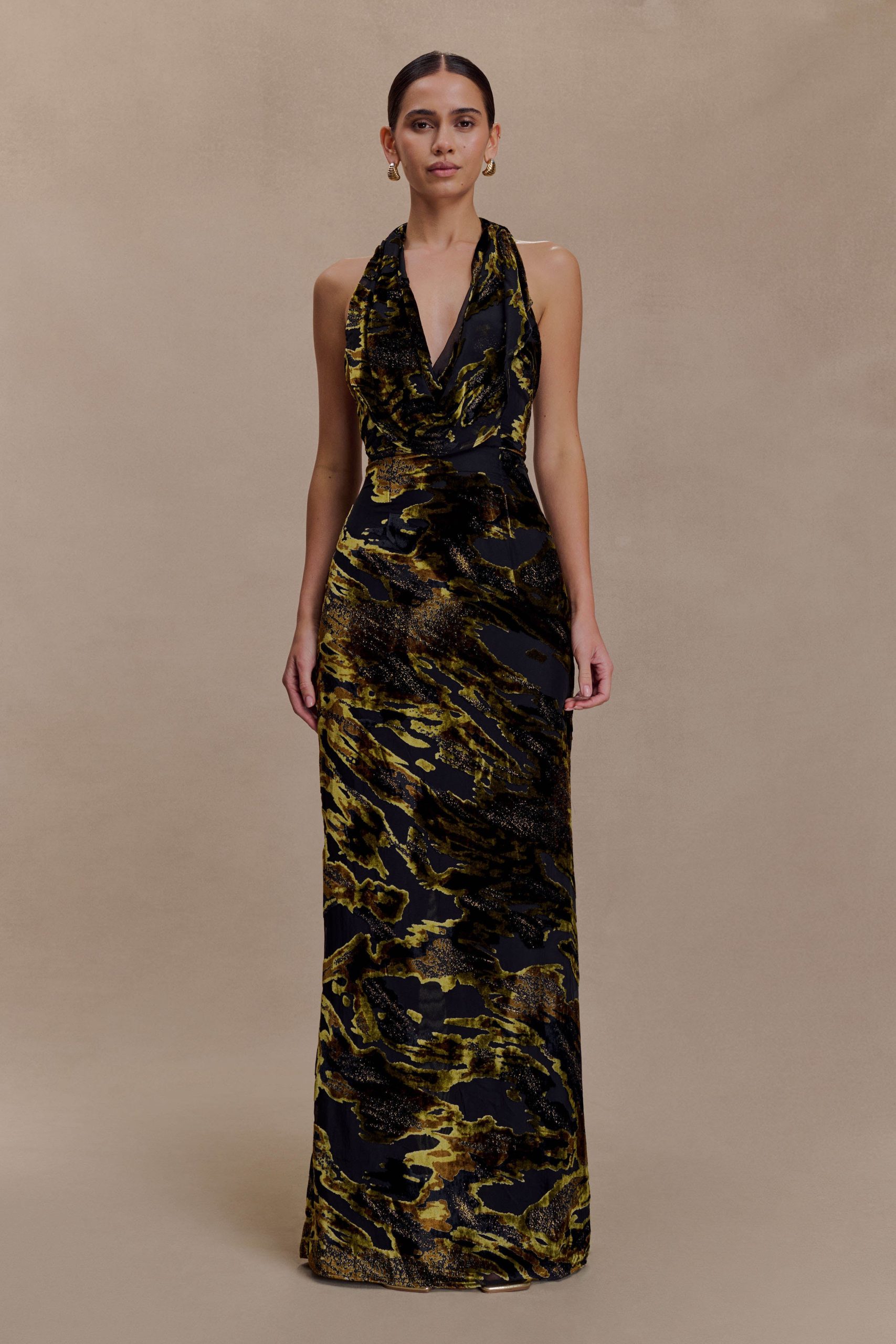 Talila Cowl Front Maxi Dress - Velvet Burnout - Image 2