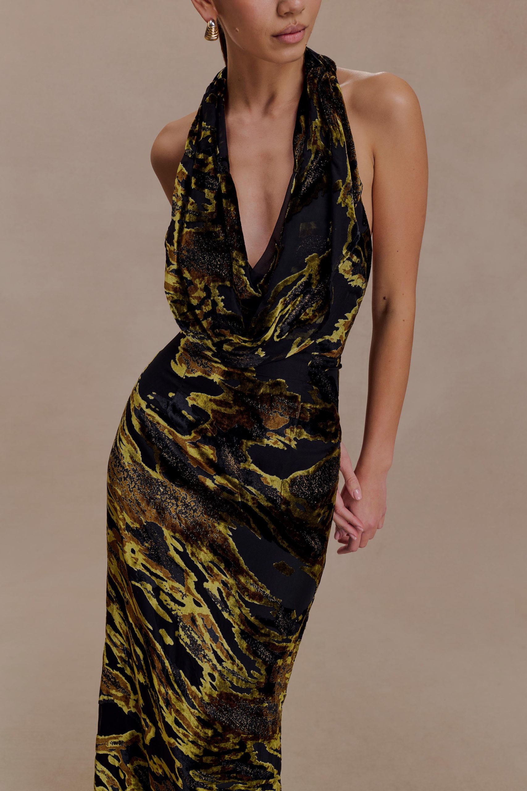 Talila Cowl Front Maxi Dress - Velvet Burnout - Image 3