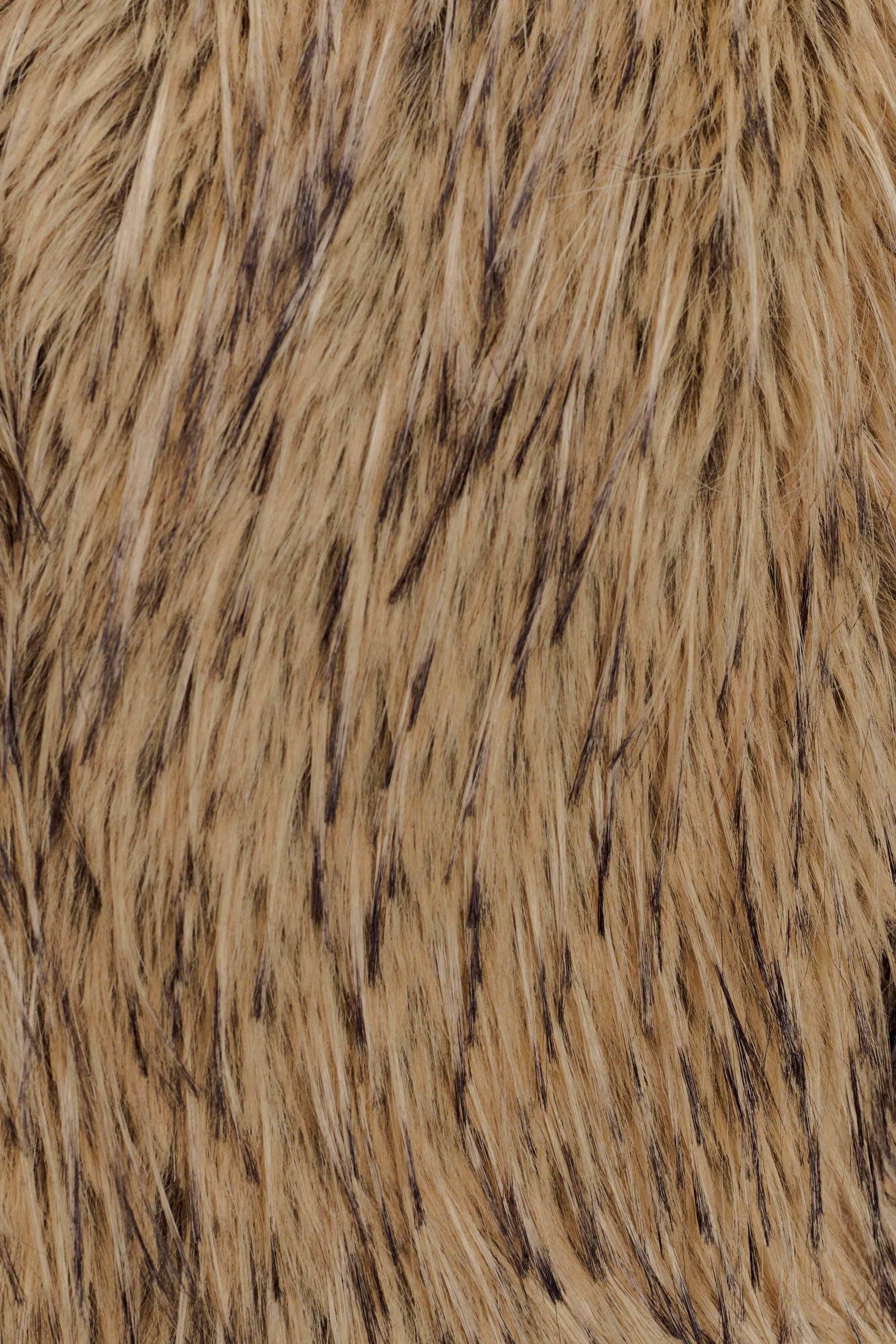Ottie Mongolian Faux Fur Cropped Jacket - Brown Multi - Image 7