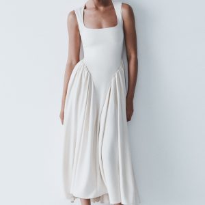 Sharon Scuba Jersey Midi Dress - Ivory