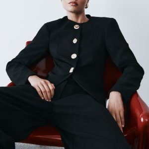 Asia Mixed Button Blazer - Black