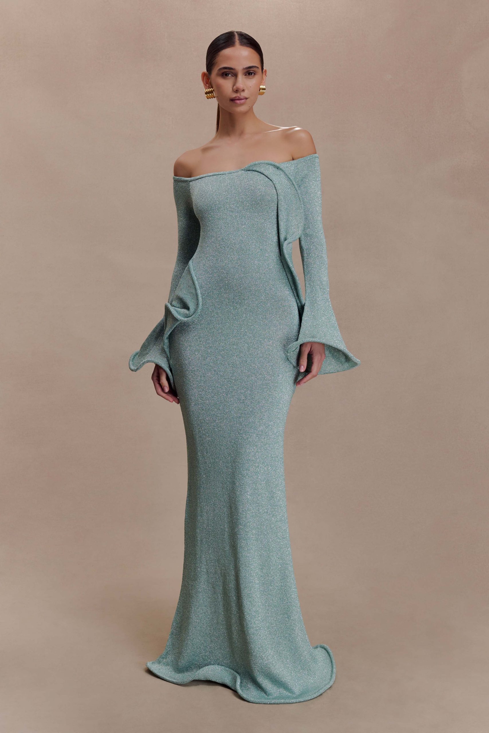 Sandrine Lurex Knit Maxi Dress - Aqua - Image 5
