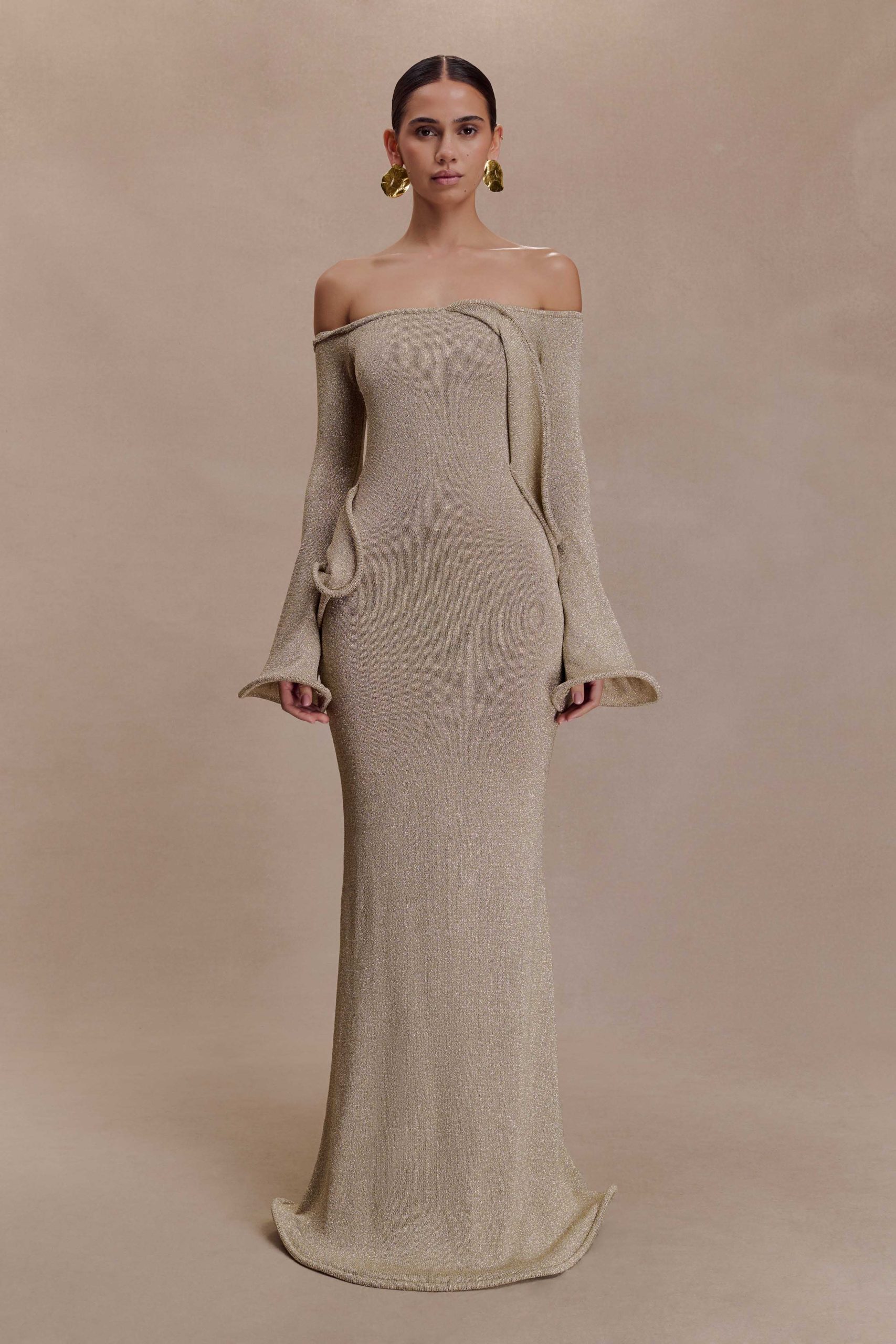 Sandrine Lurex Knit Maxi Dress - Gold - Image 4