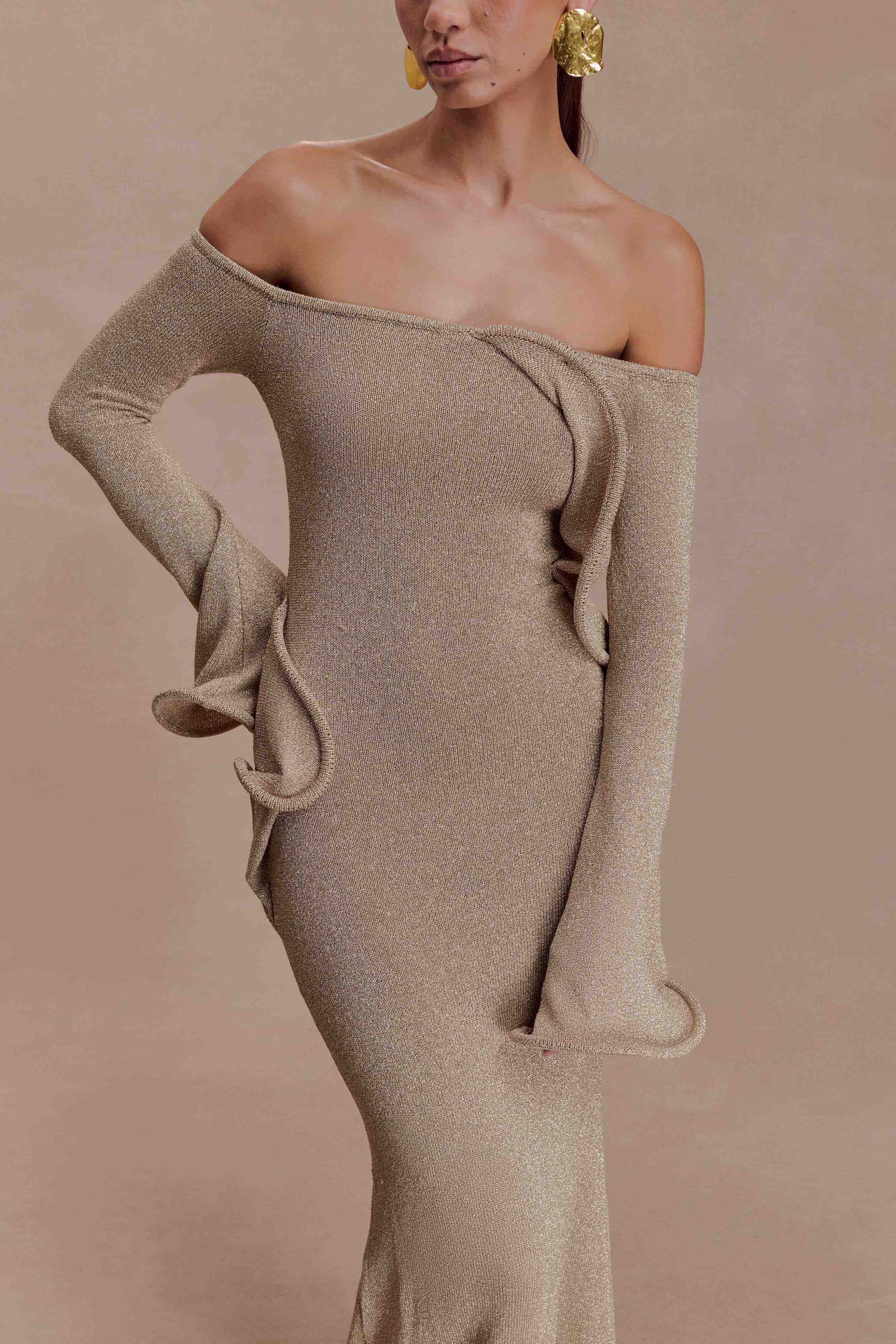 Sandrine Lurex Knit Maxi Dress - Gold - Image 6