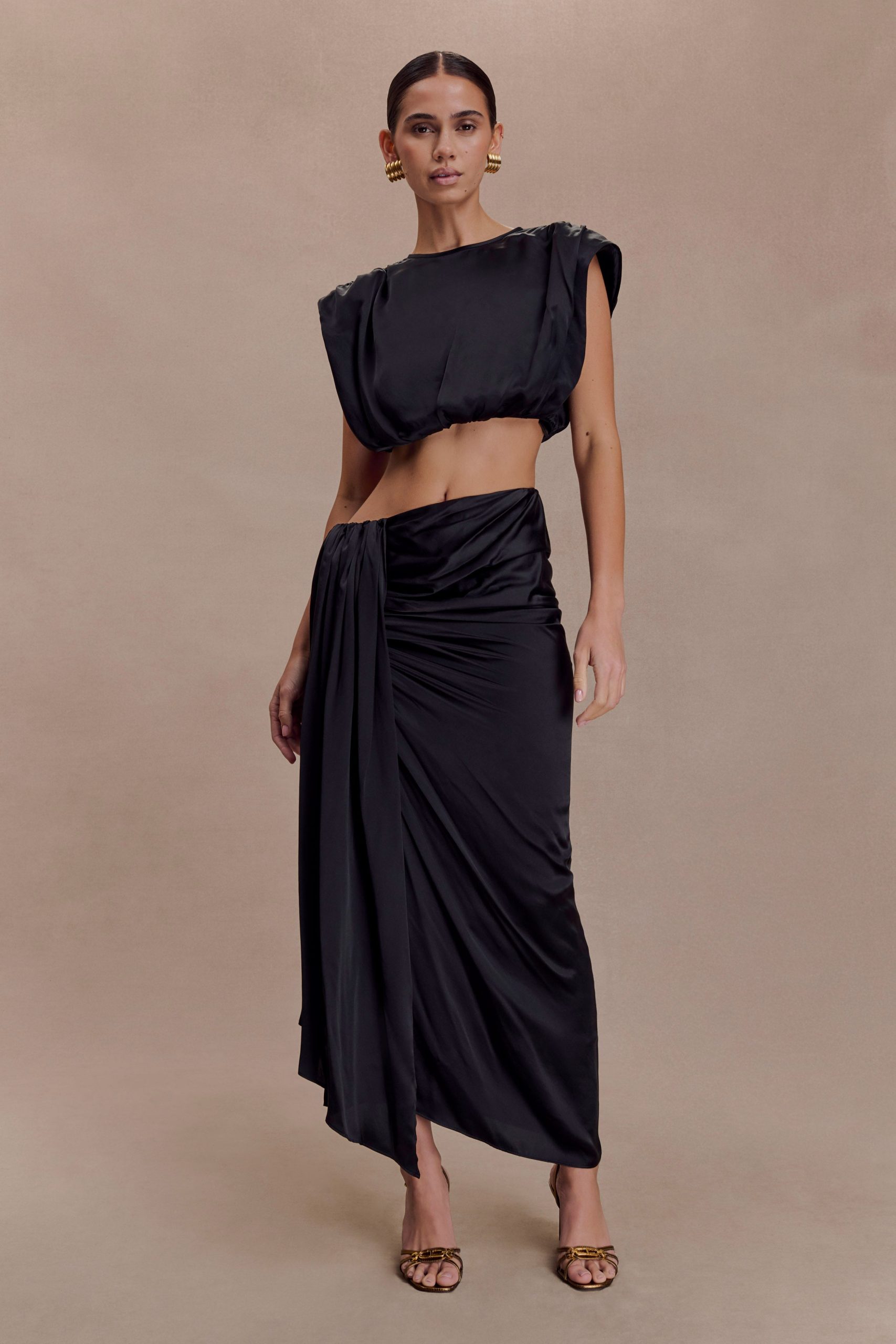Zendaya Silk Midi Skirt - Black - Image 5
