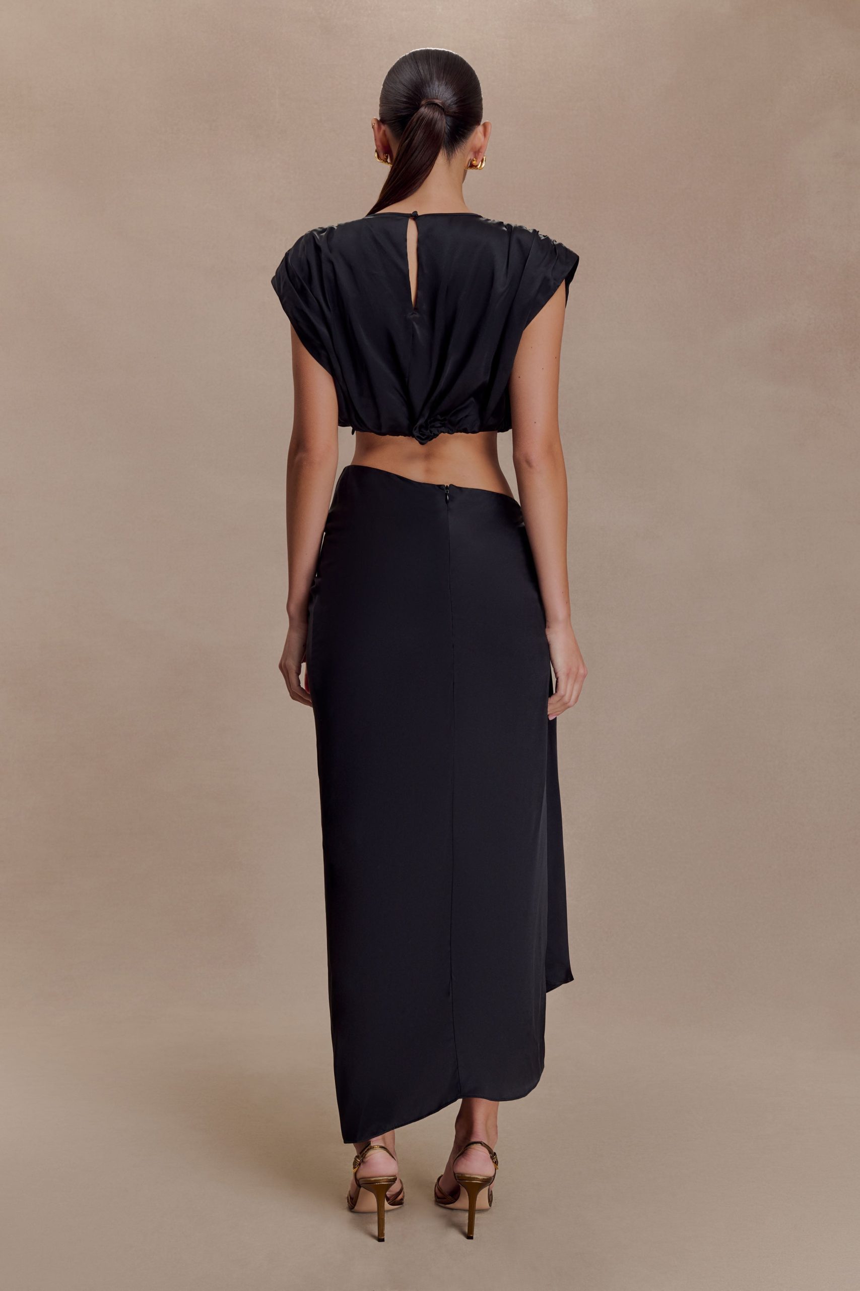 Zendaya Silk Midi Skirt - Black - Image 6