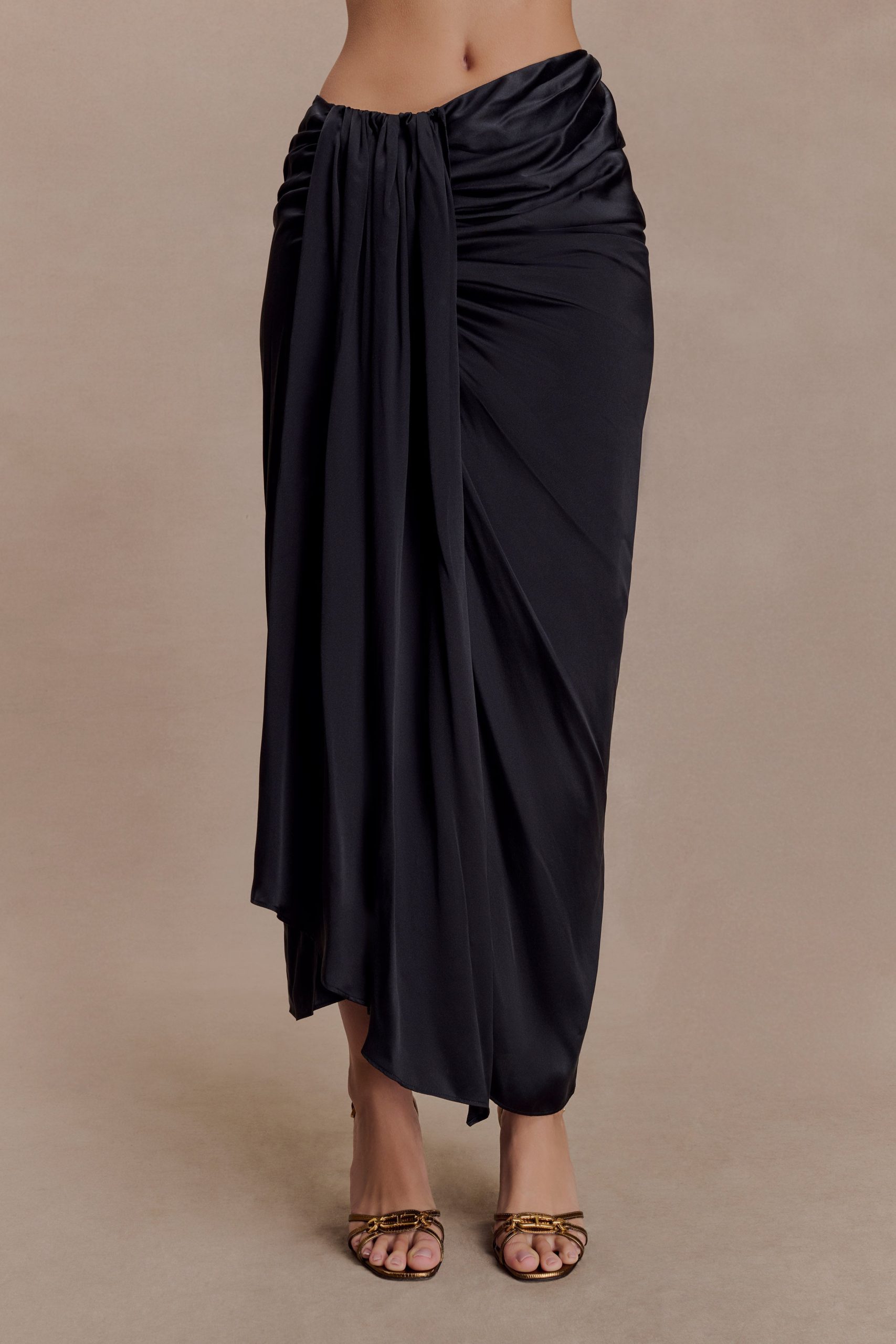 Zendaya Silk Midi Skirt - Black - Image 9