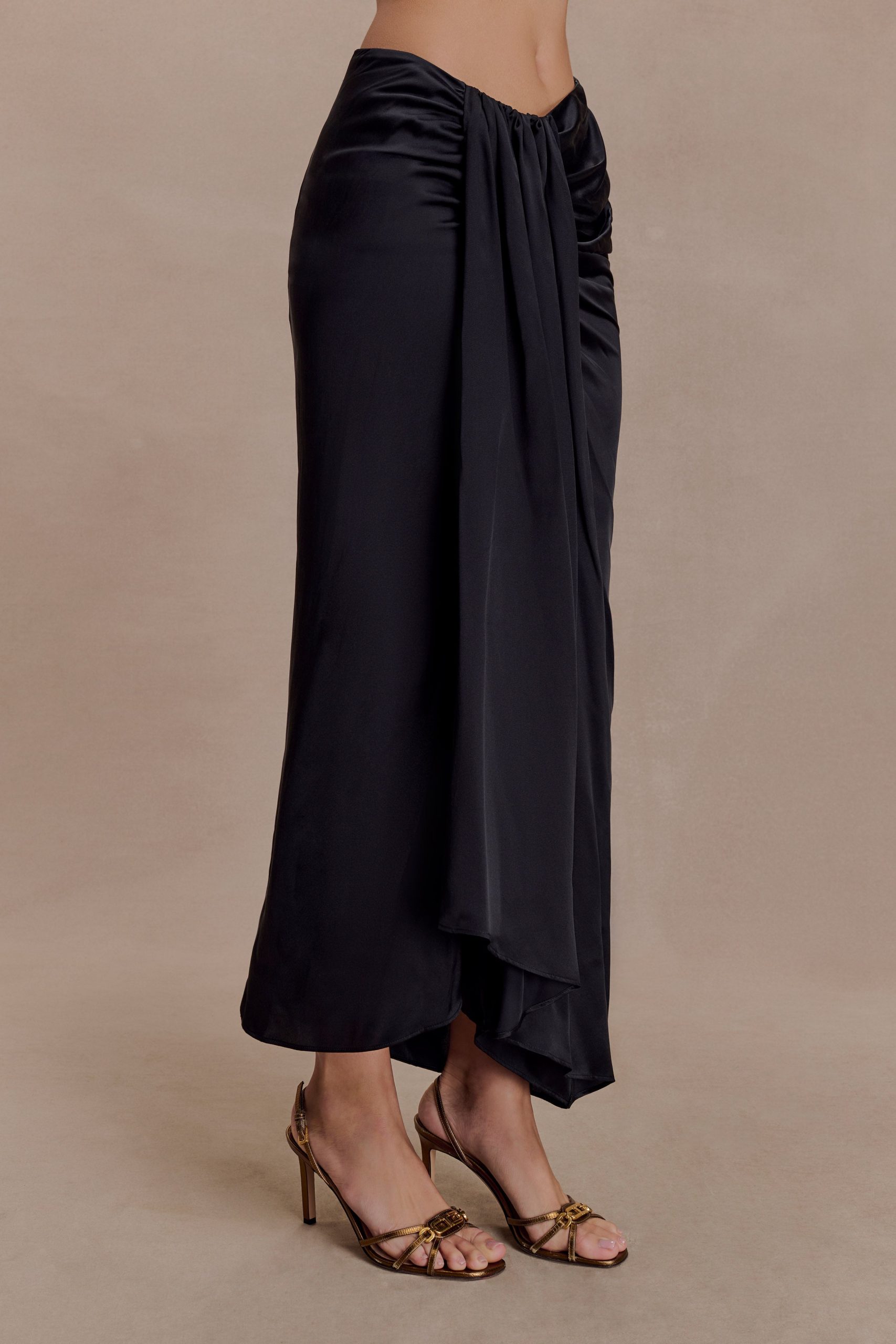 Zendaya Silk Midi Skirt - Black - Image 8