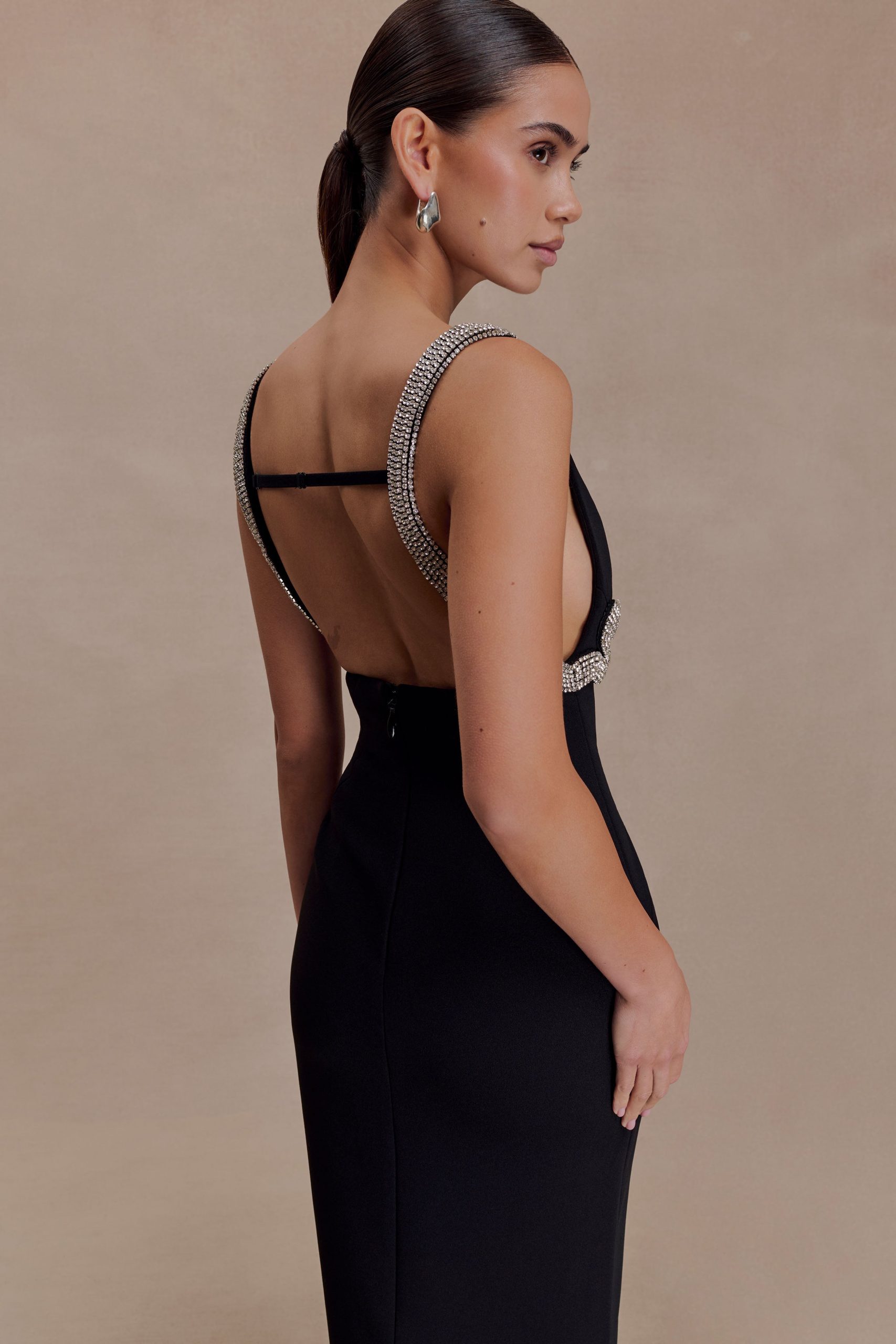 Lorde Embellished Crepe Maxi Dress - Black - Image 6