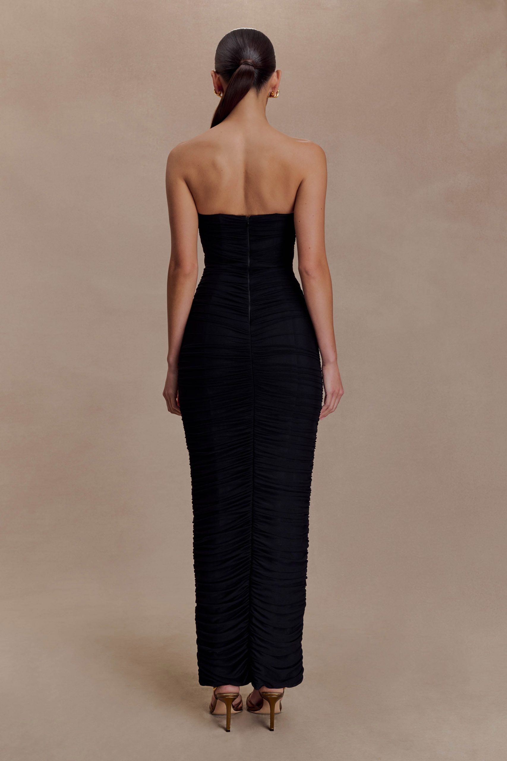 Jianna Strapless Mesh Maxi Dress - Black - Image 2