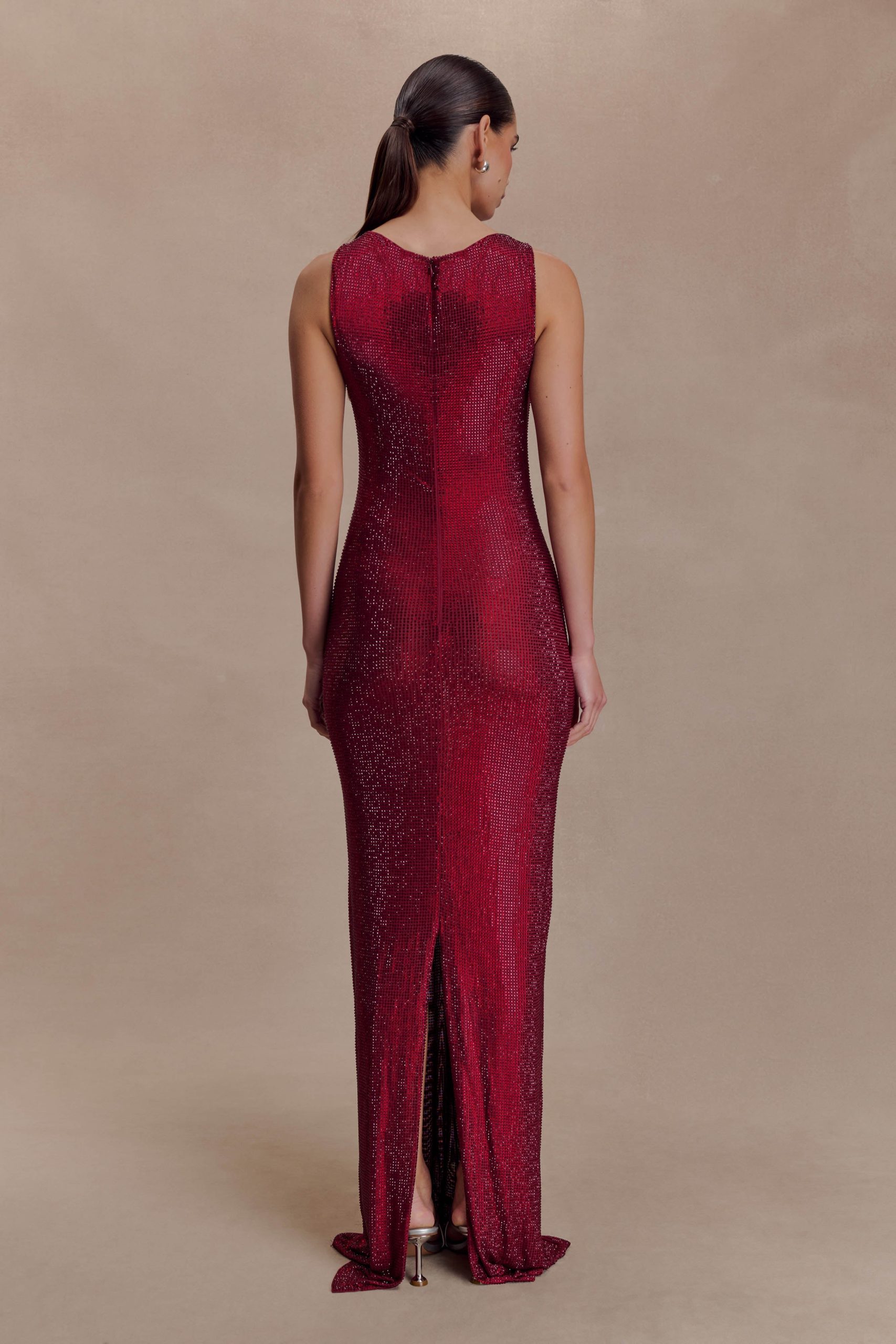 Magnolia Sleeveless Diamante Maxi Dress - Wine - Image 2