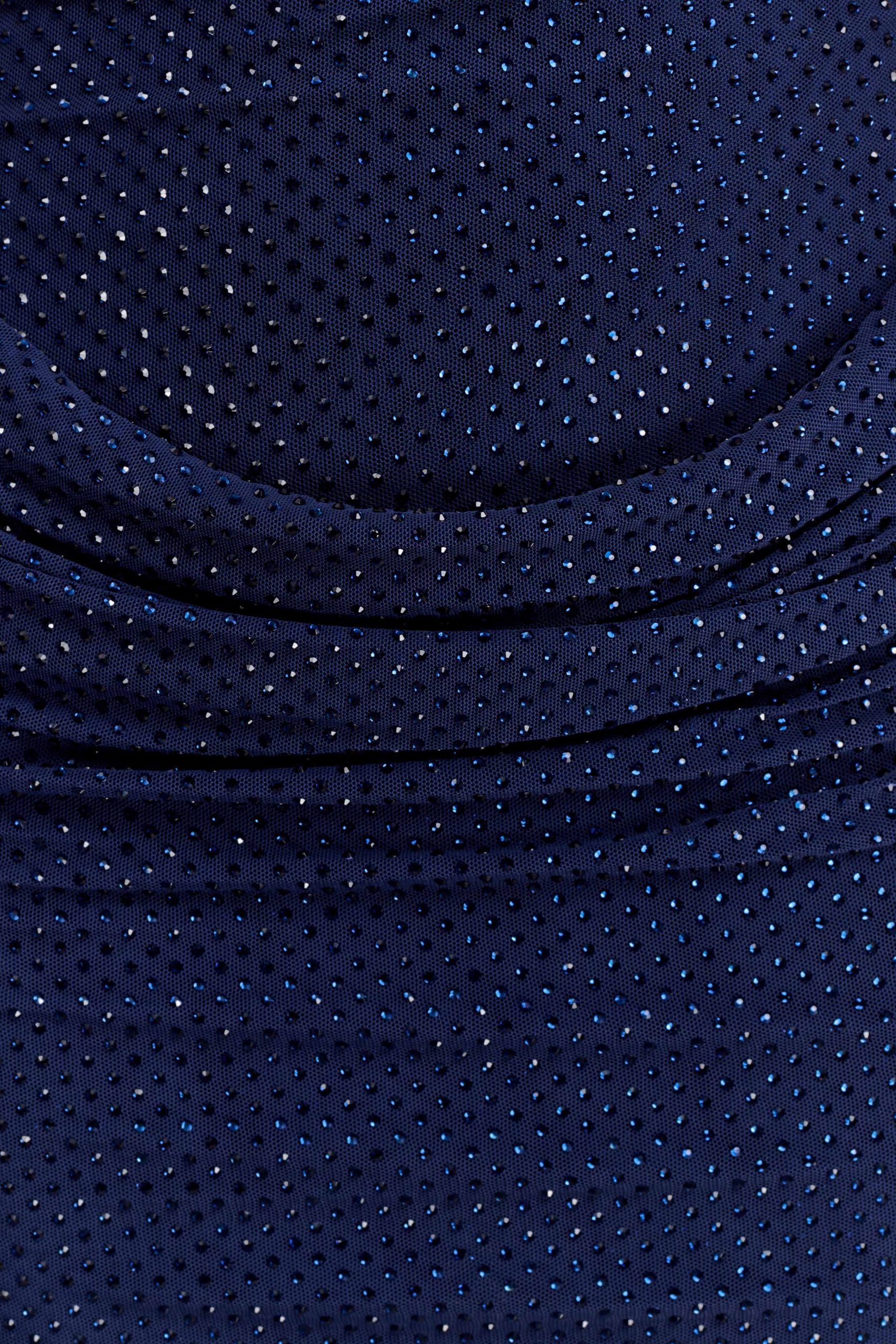 Mattea Diamante Mini Dress With Scarf - Navy - Image 8
