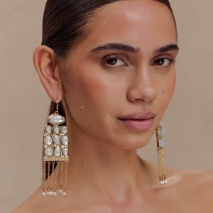 Annika Horizontal Resin Drop Earrings - Gold