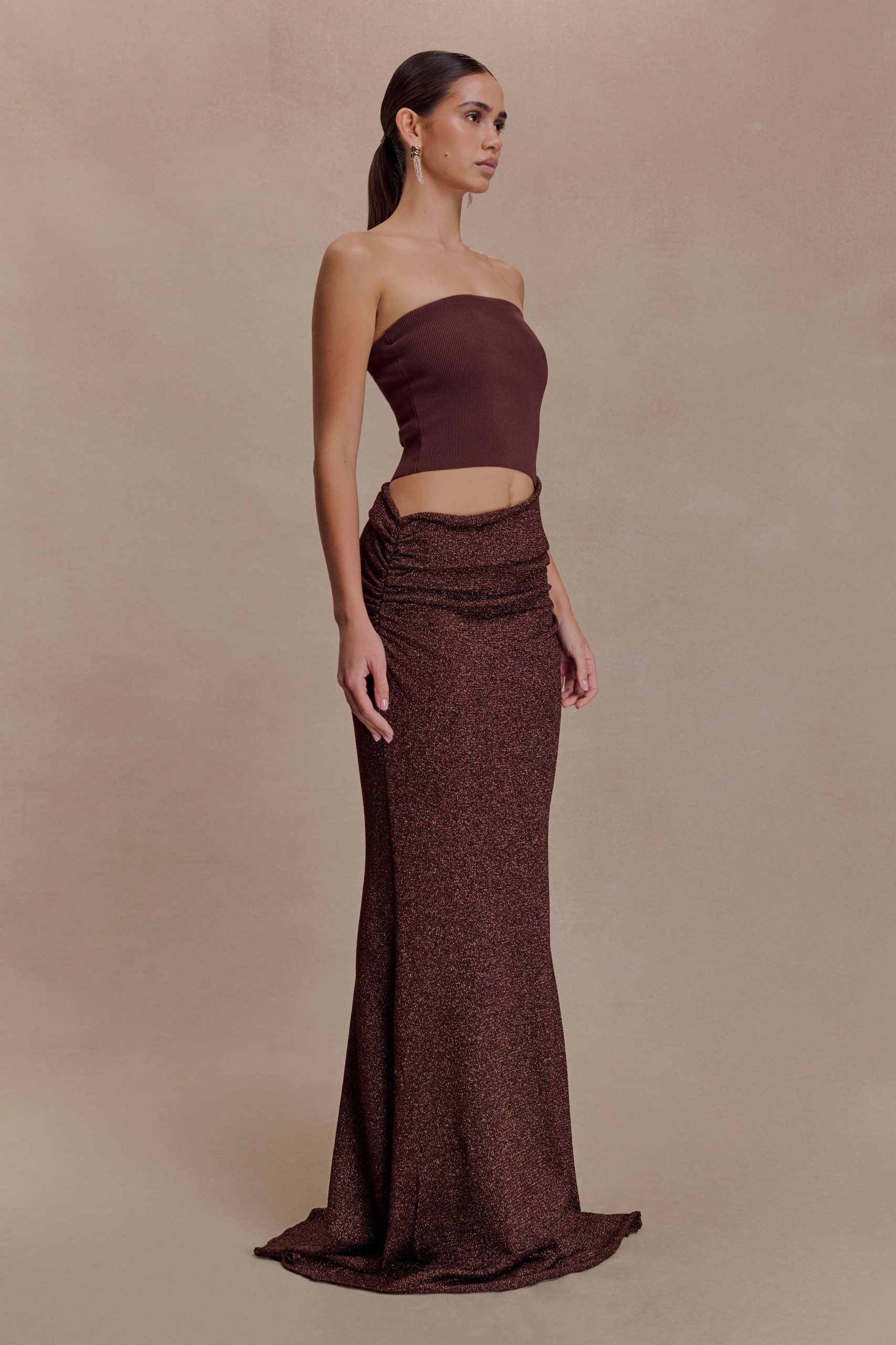 Jasiel Strapless Knit Maxi Dress - Chocolate - Image 6