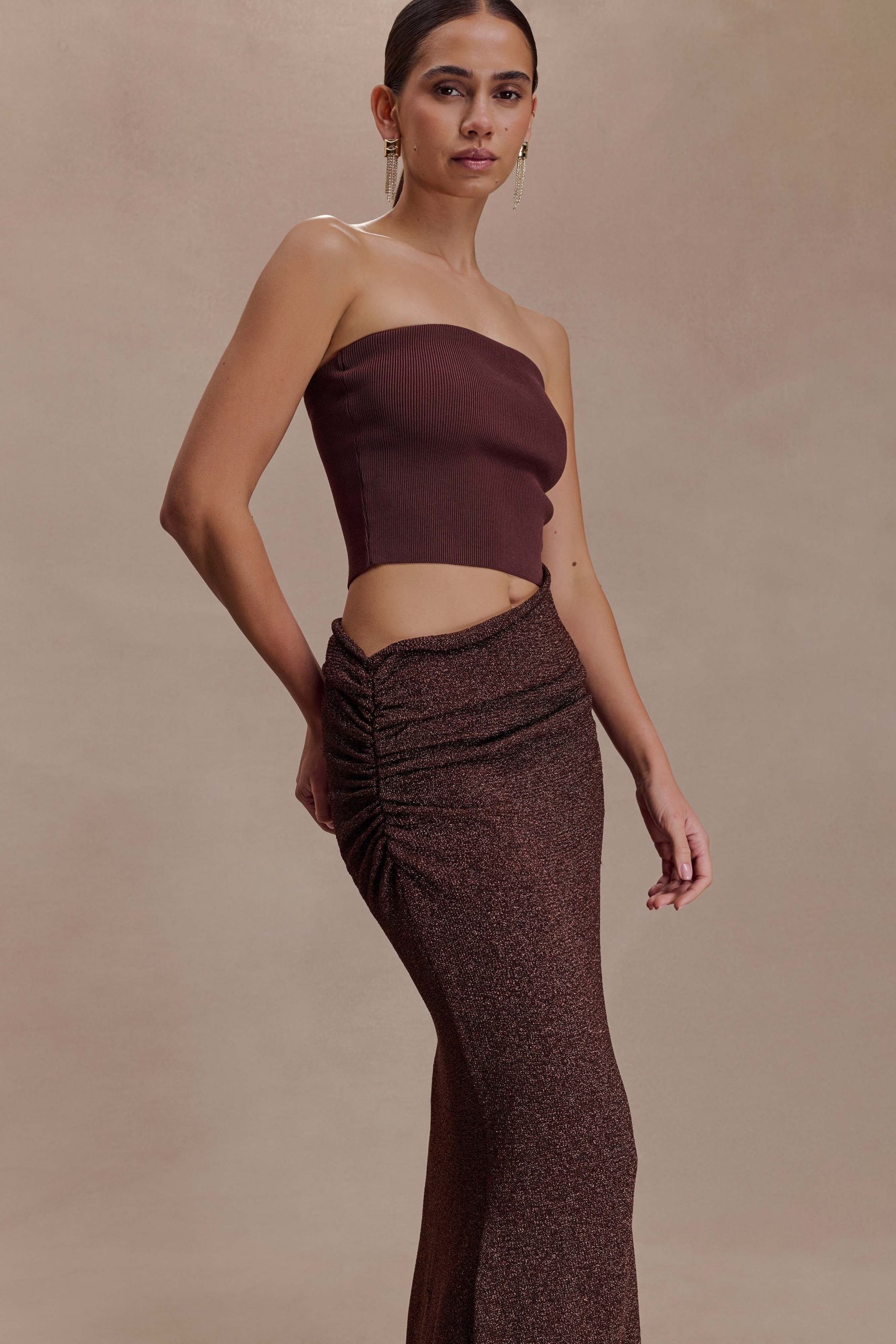 Jasiel Strapless Knit Maxi Dress - Chocolate - Image 8