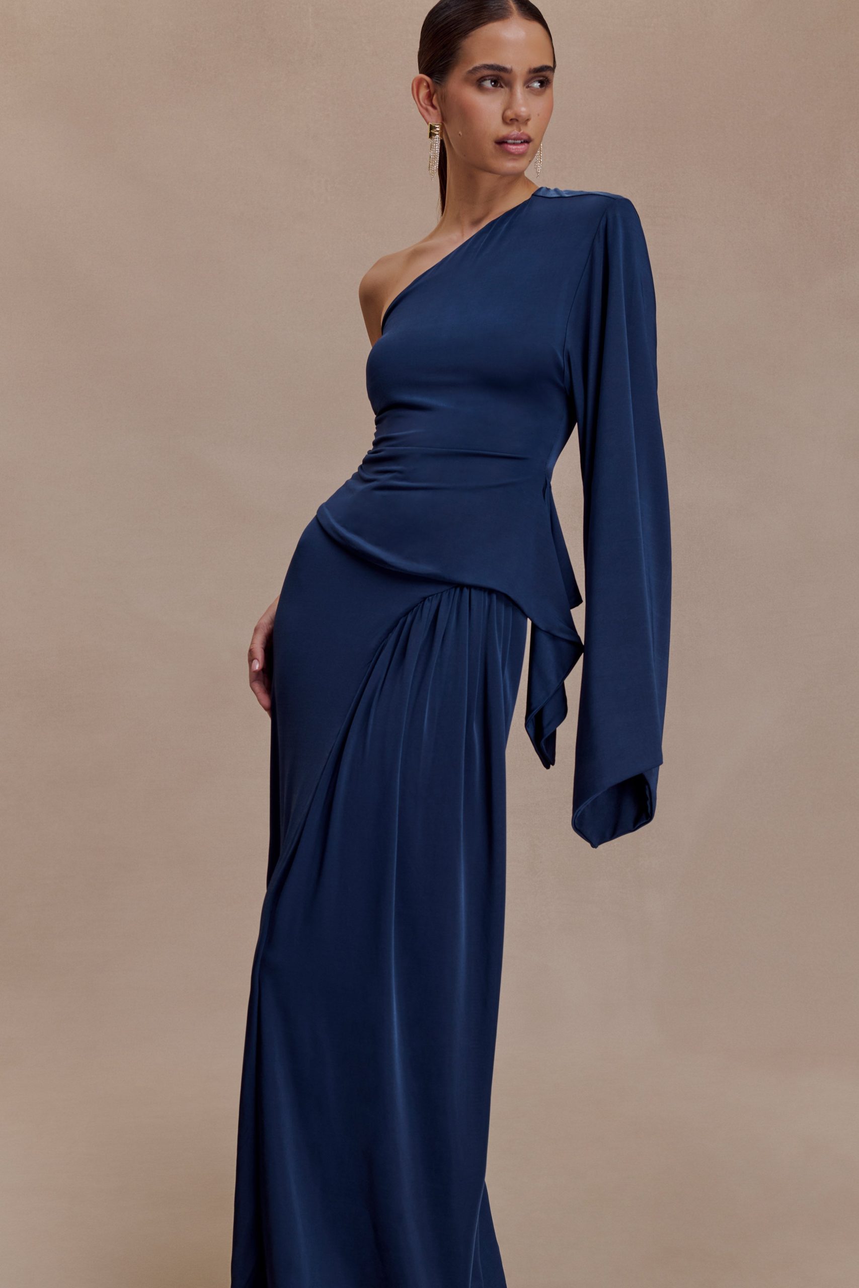 Vivica Slinky Gathered Maxi Skirt - Midnight Navy - Image 4
