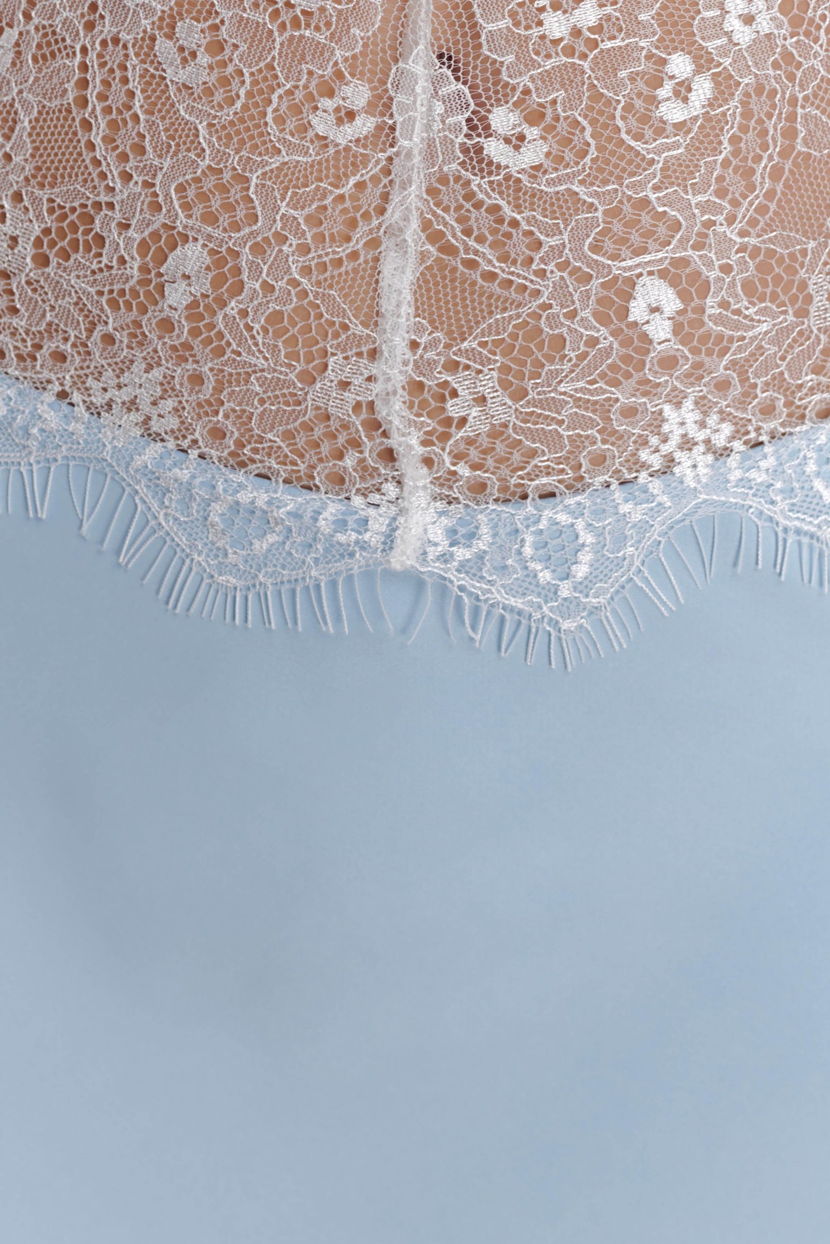 Pilar Strapless Satin And Lace Maxi Dress - Cornflower Blue - Image 3