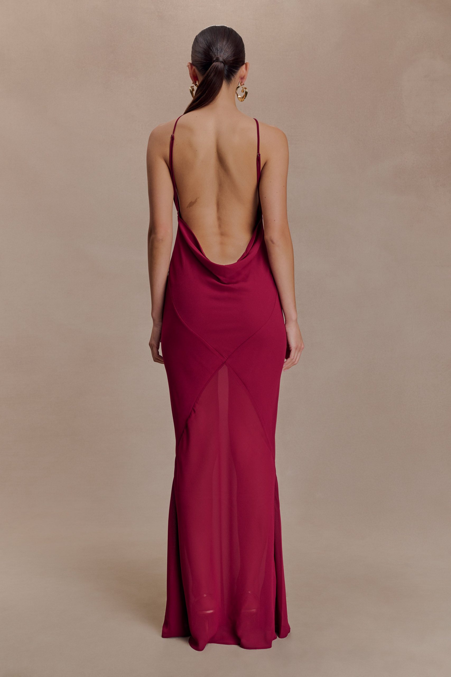 Nerea Slip Halter Maxi Dress - Cherry Red - Image 2