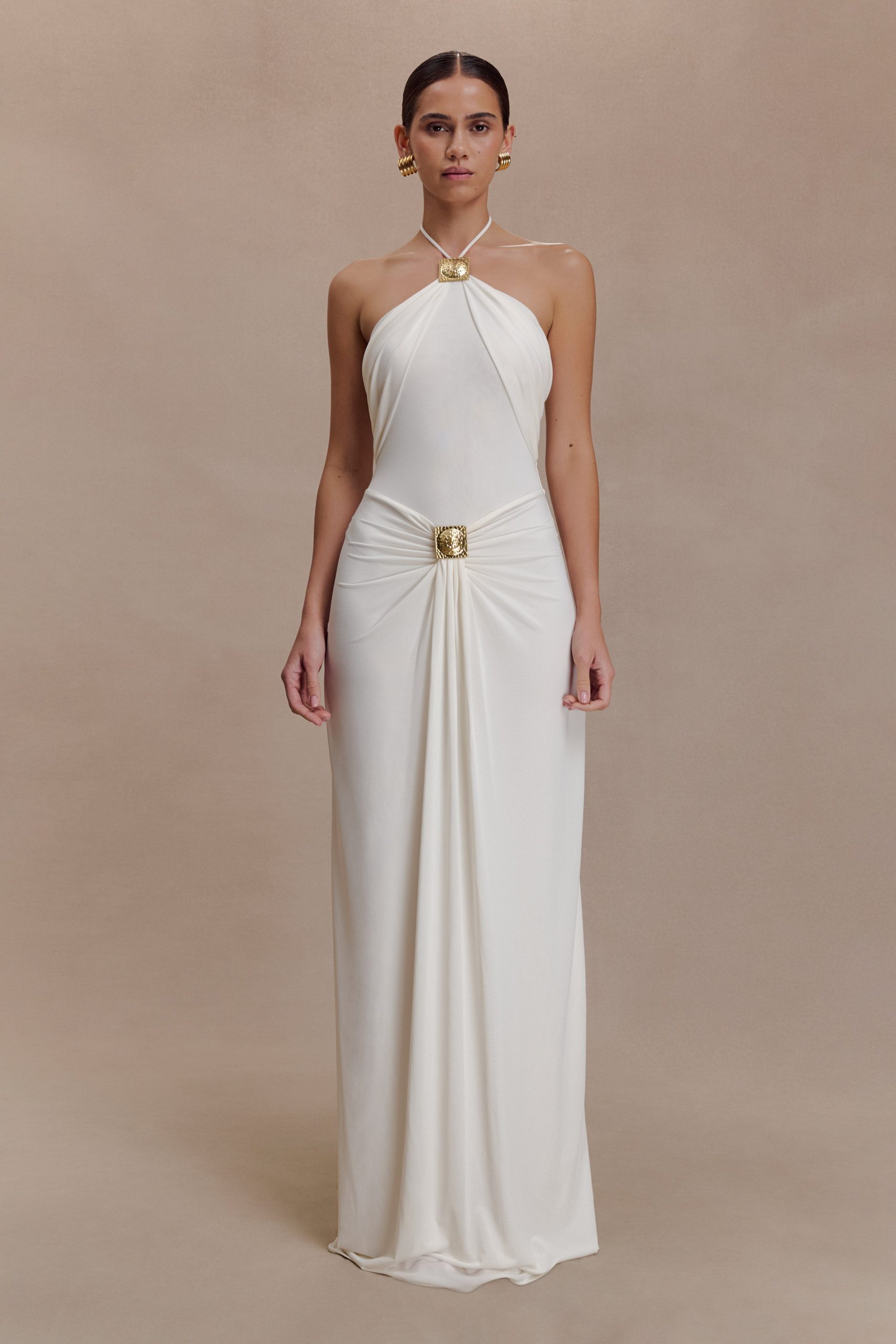 Quincy Halter Maxi Dress With Hardware - Ivory - Image 2