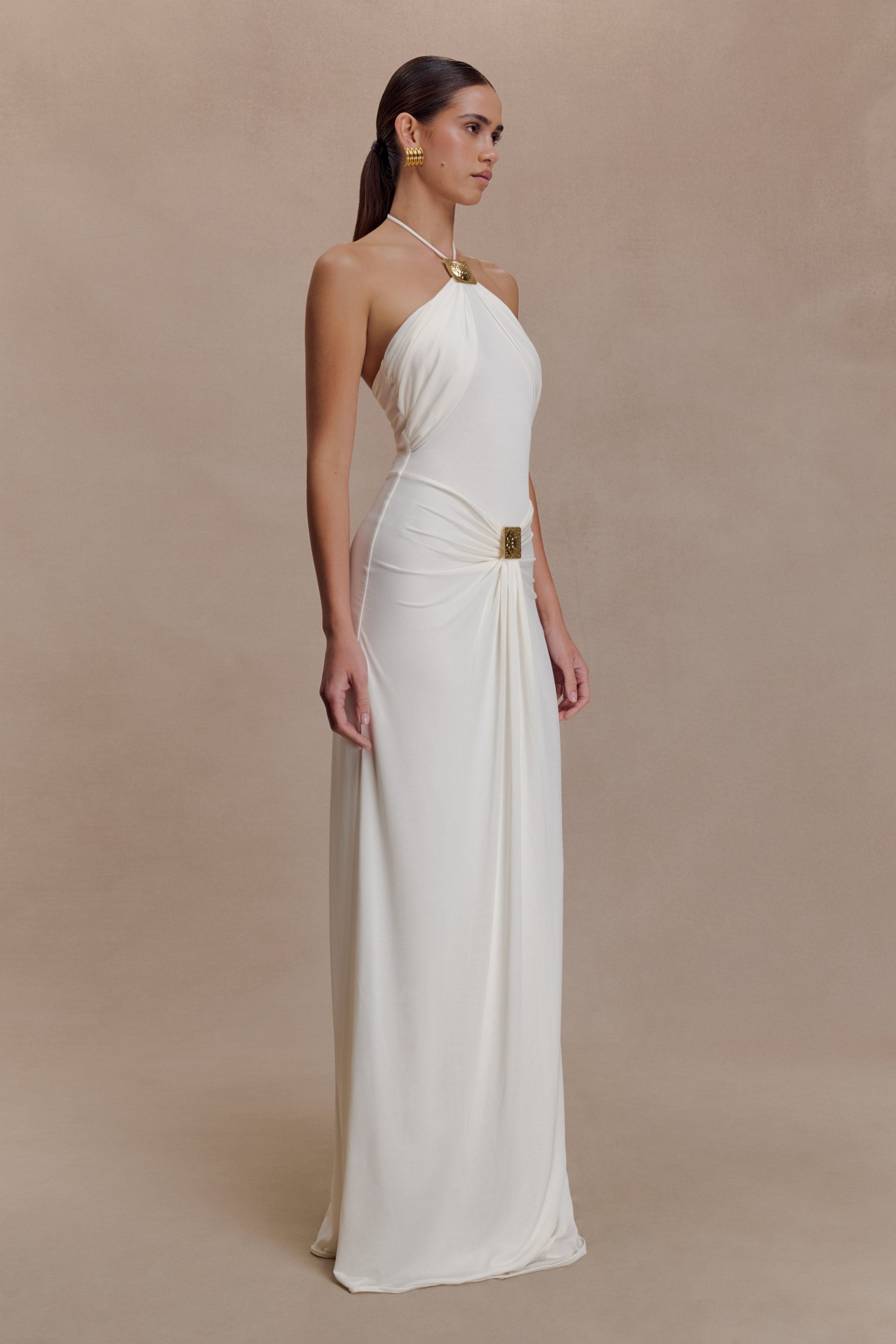 Quincy Halter Maxi Dress With Hardware - Ivory - Image 4