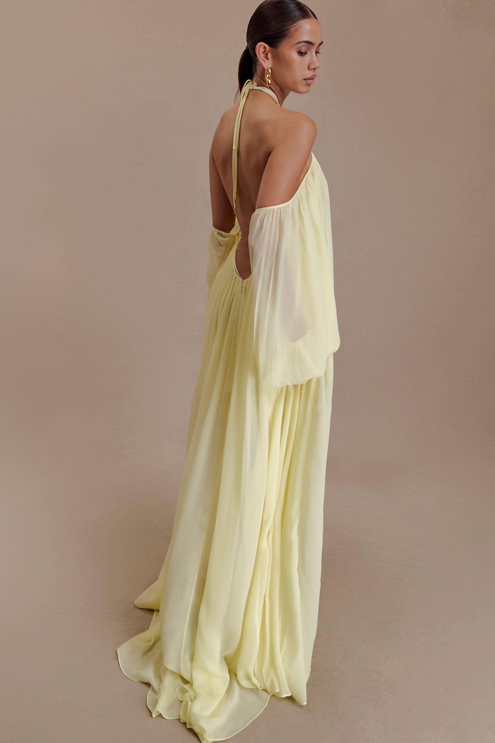 Janni Chiffon Maxi Dress With Hardware - Lemon Lime - Image 6