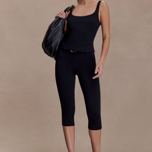 Blanca Stretch Crepe Capri Pants - Black