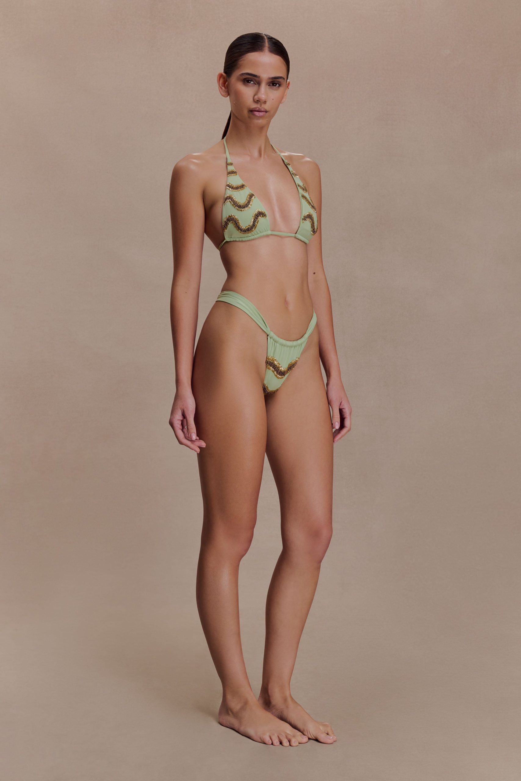Robyn Beaded Bikini Bottom - Sage - Image 2