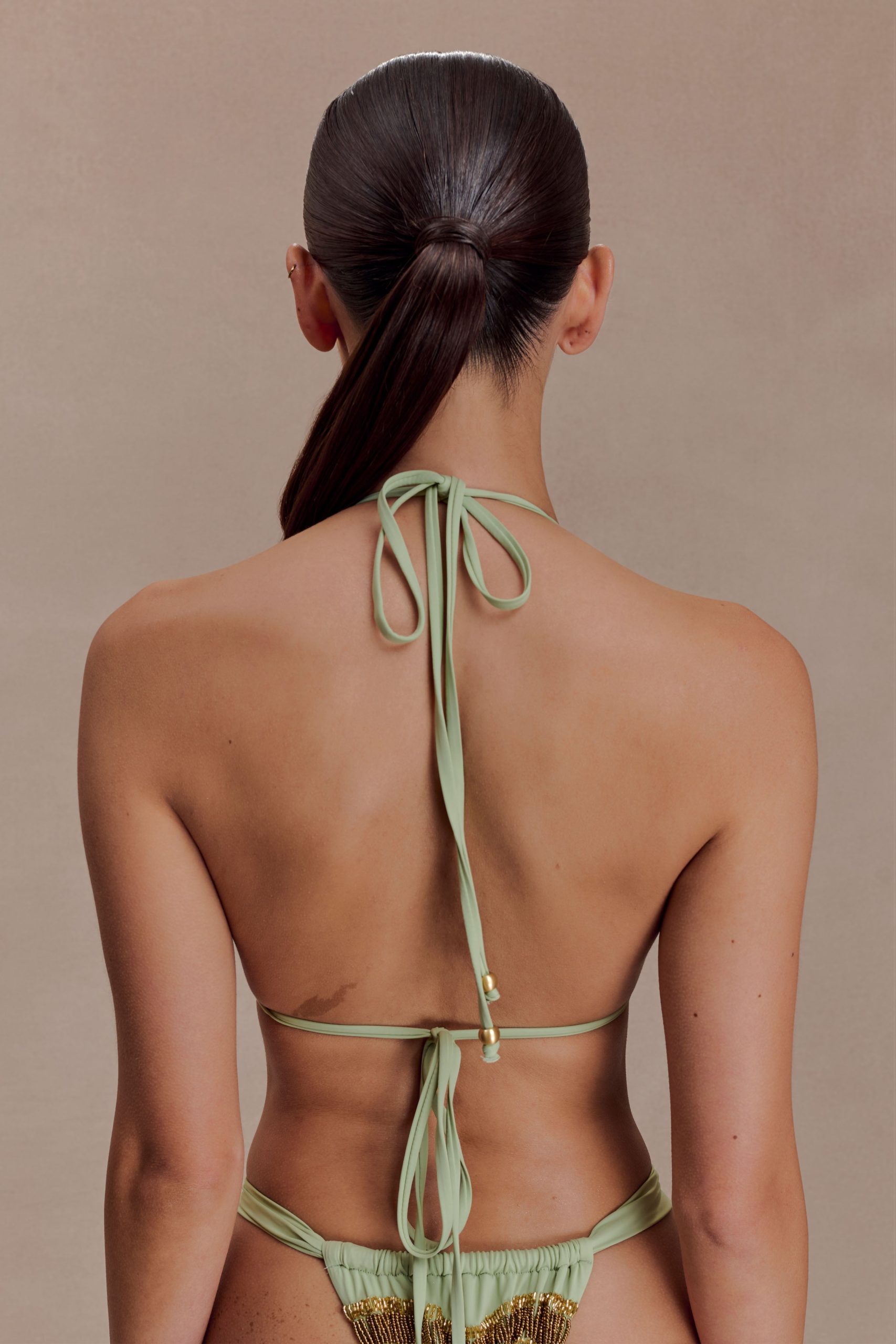 Robyn Beaded Triangle Bikini Top - Sage - Image 4