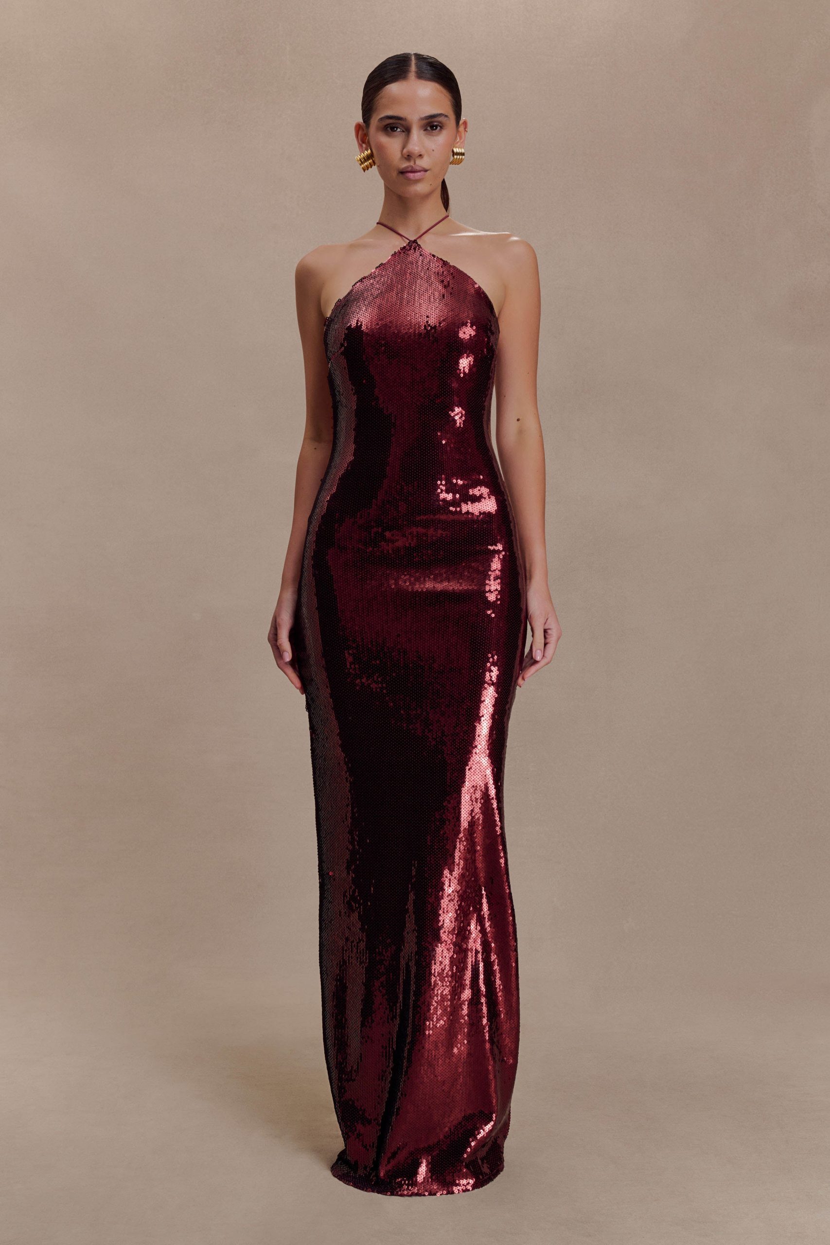 Baldwin Sequin Cut Out Maxi Dress - Mahogany - Image 2