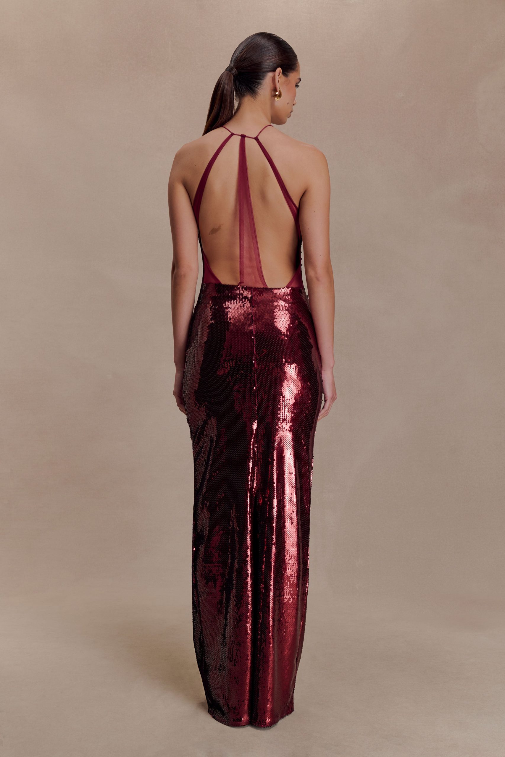 Baldwin Sequin Cut Out Maxi Dress - Mahogany - Image 4