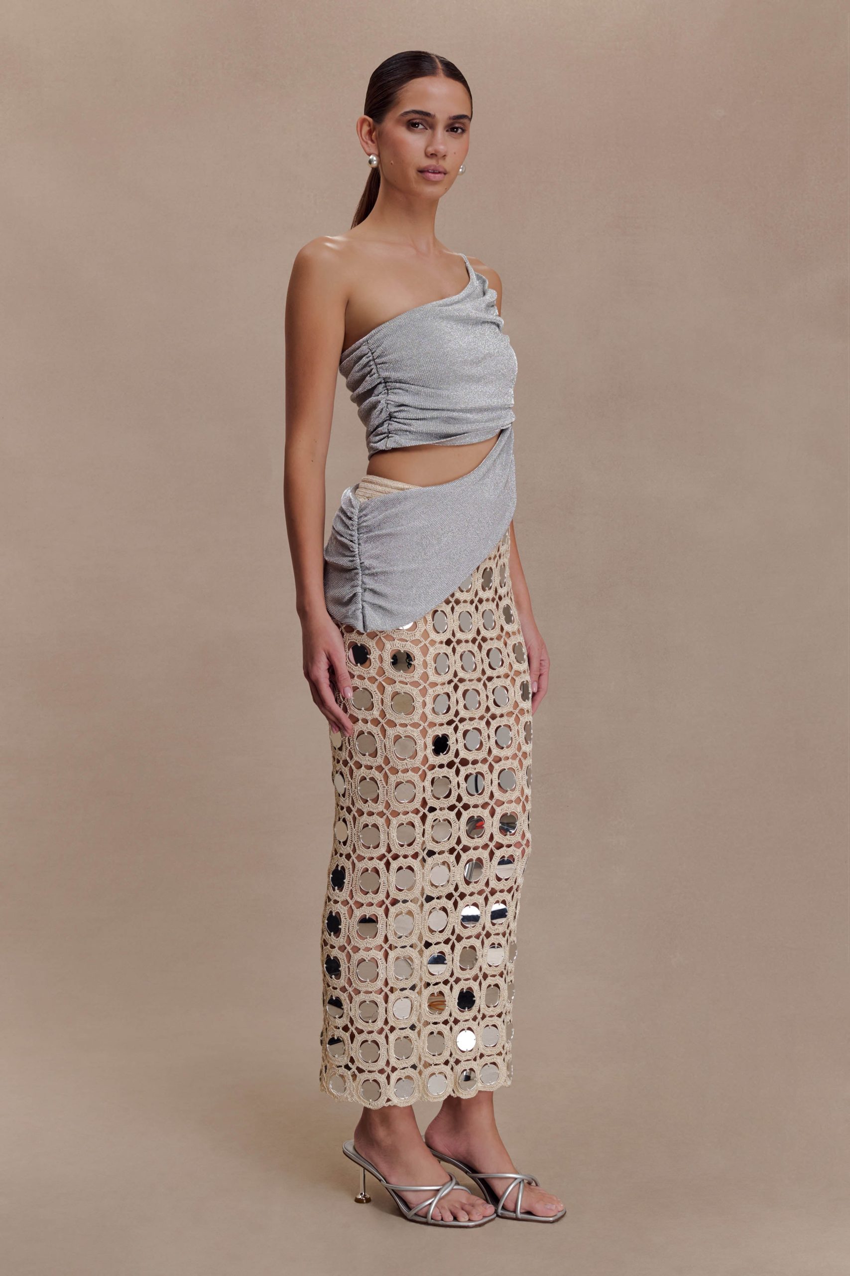 Corah Lurex Drape Knit Top - Silver - Image 5