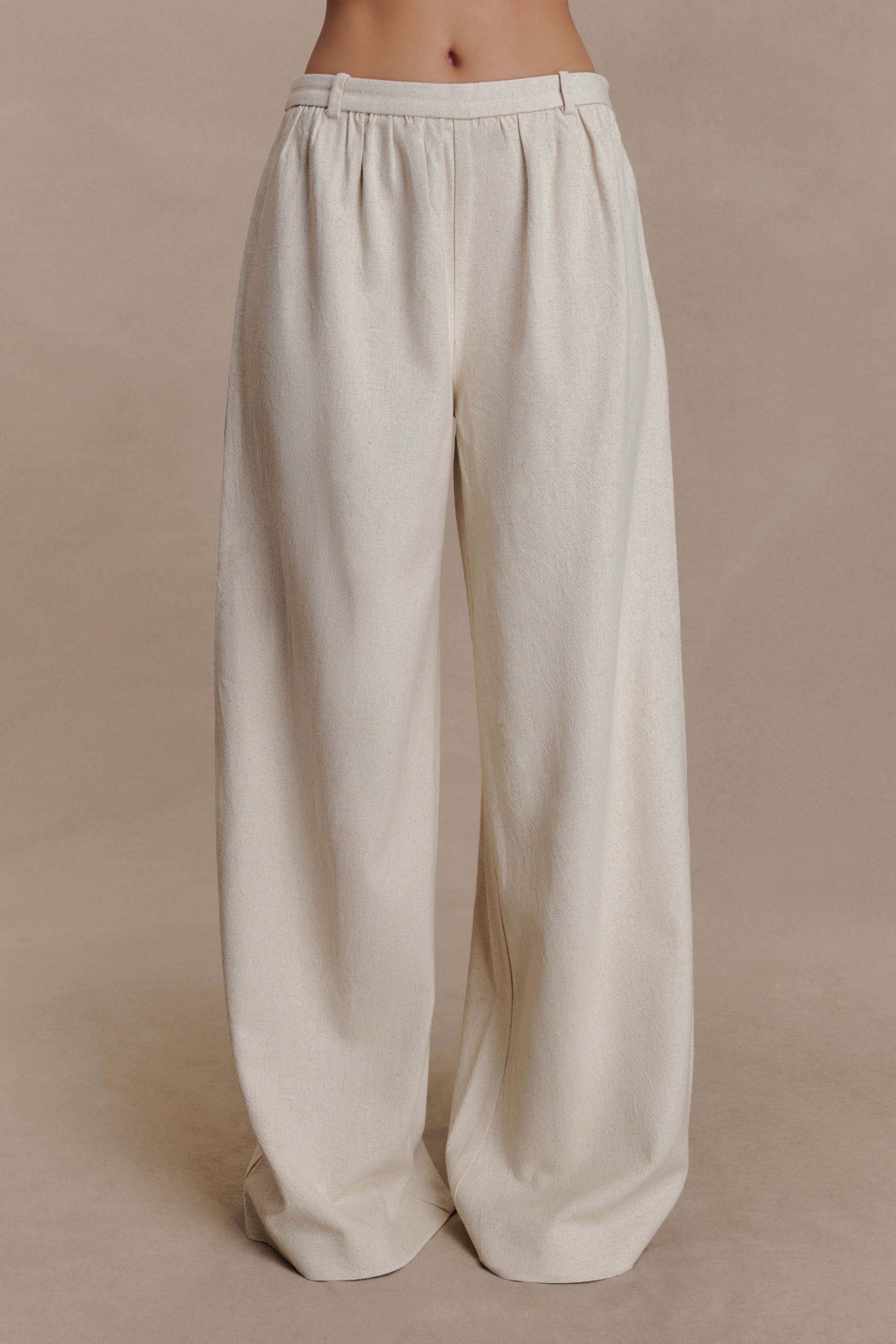 Gabby Straight Leg Linen Pants - Natural - Image 8